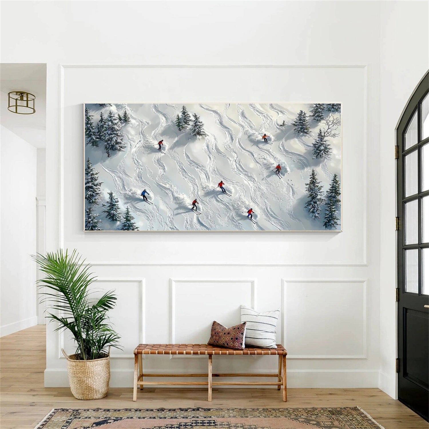 Skiing Sport Art Textured Painting Canvas # SA059