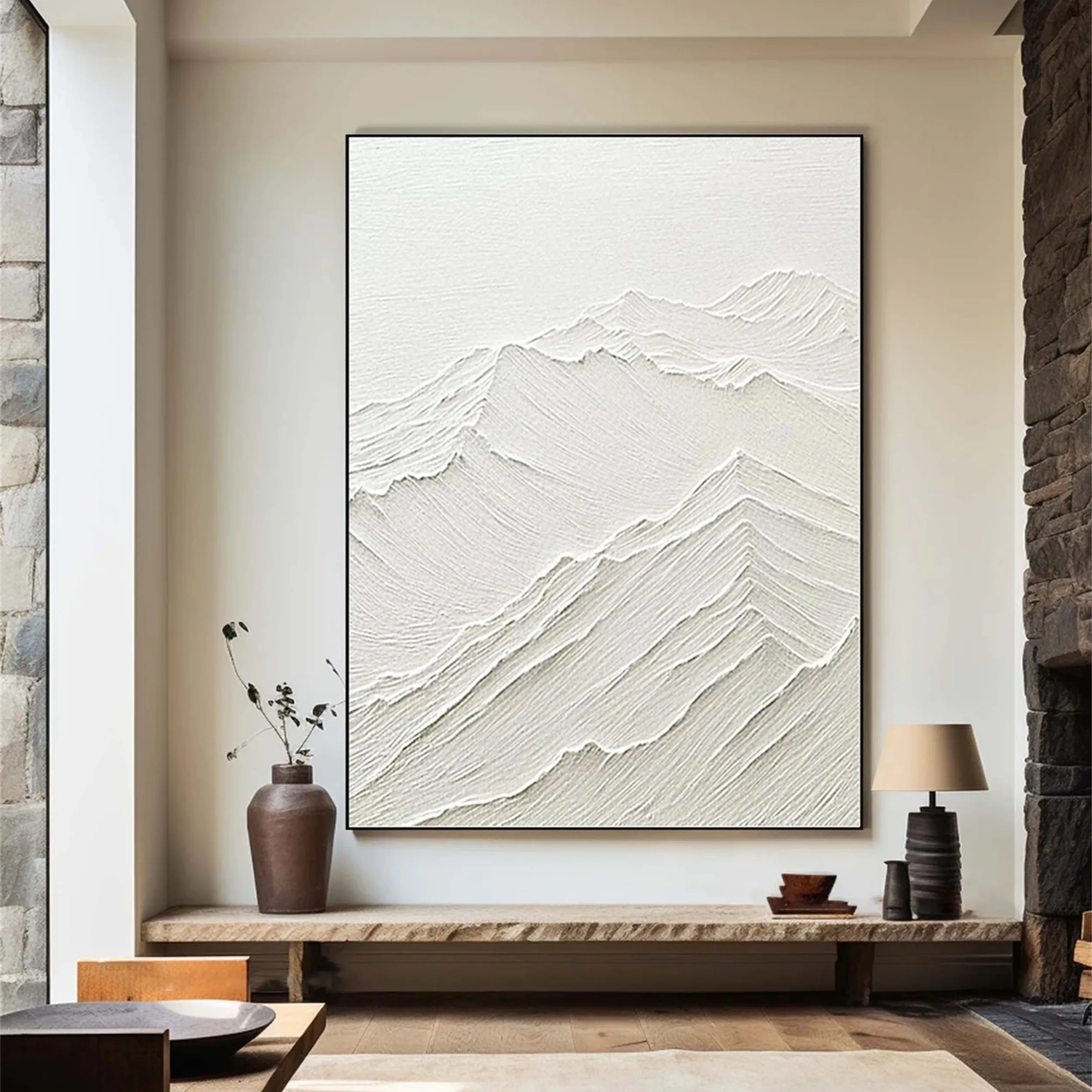 White Minimalist Textured Painting Canvas #MM192