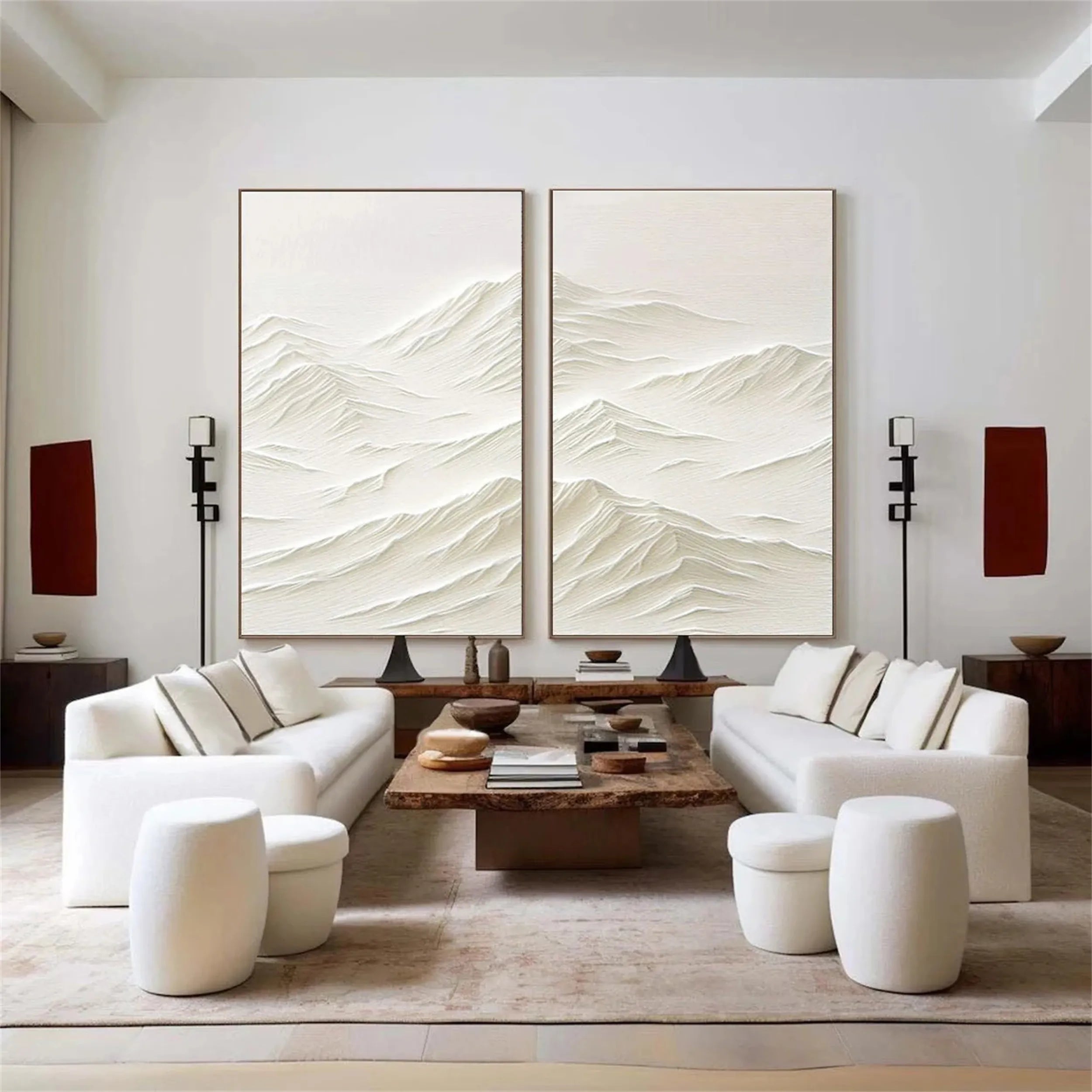 Plaster Art Minimalist Textured Paintings Set of 2 #MM187