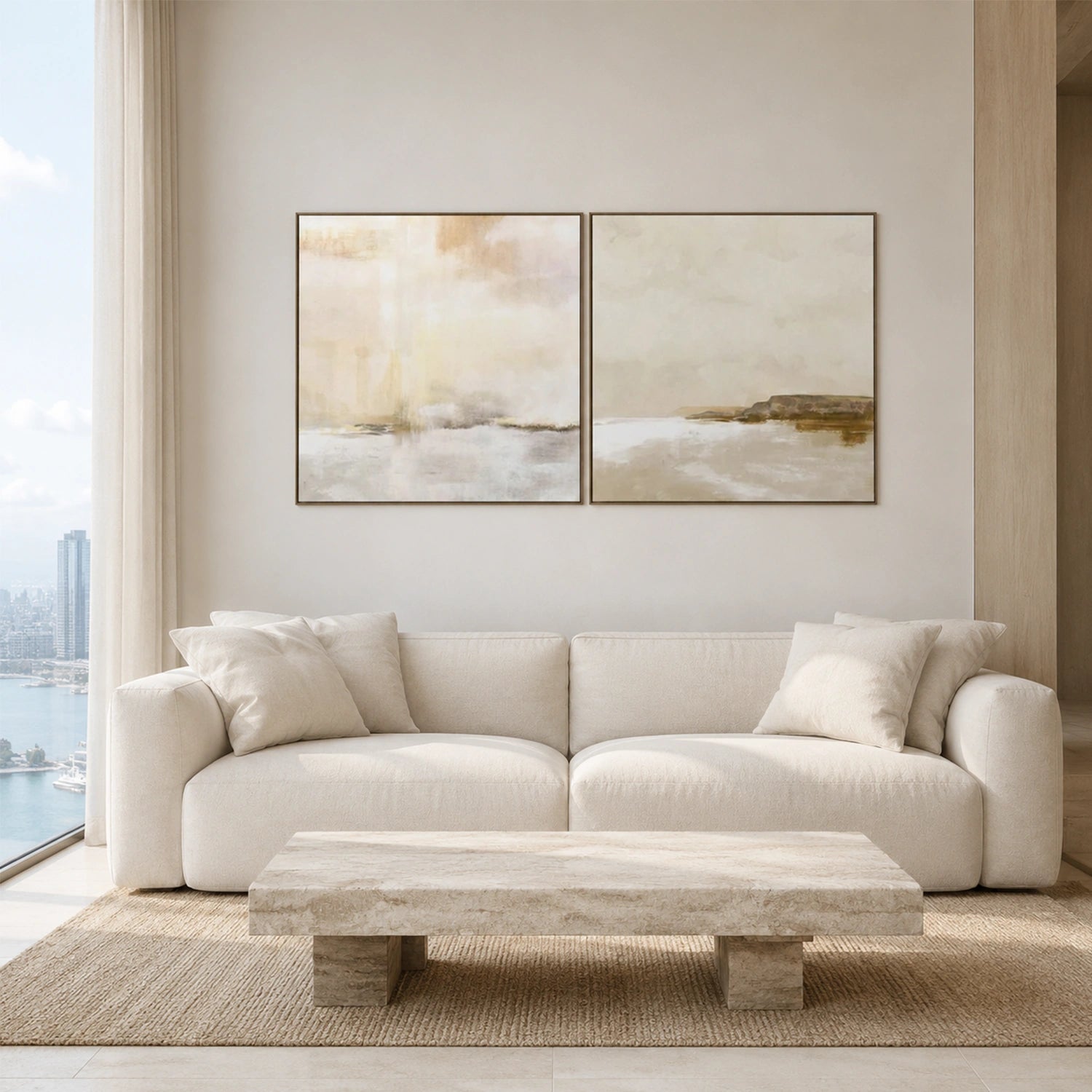 Ocean And Sky Abstract Canvas Art Square Set of 2 #OS465