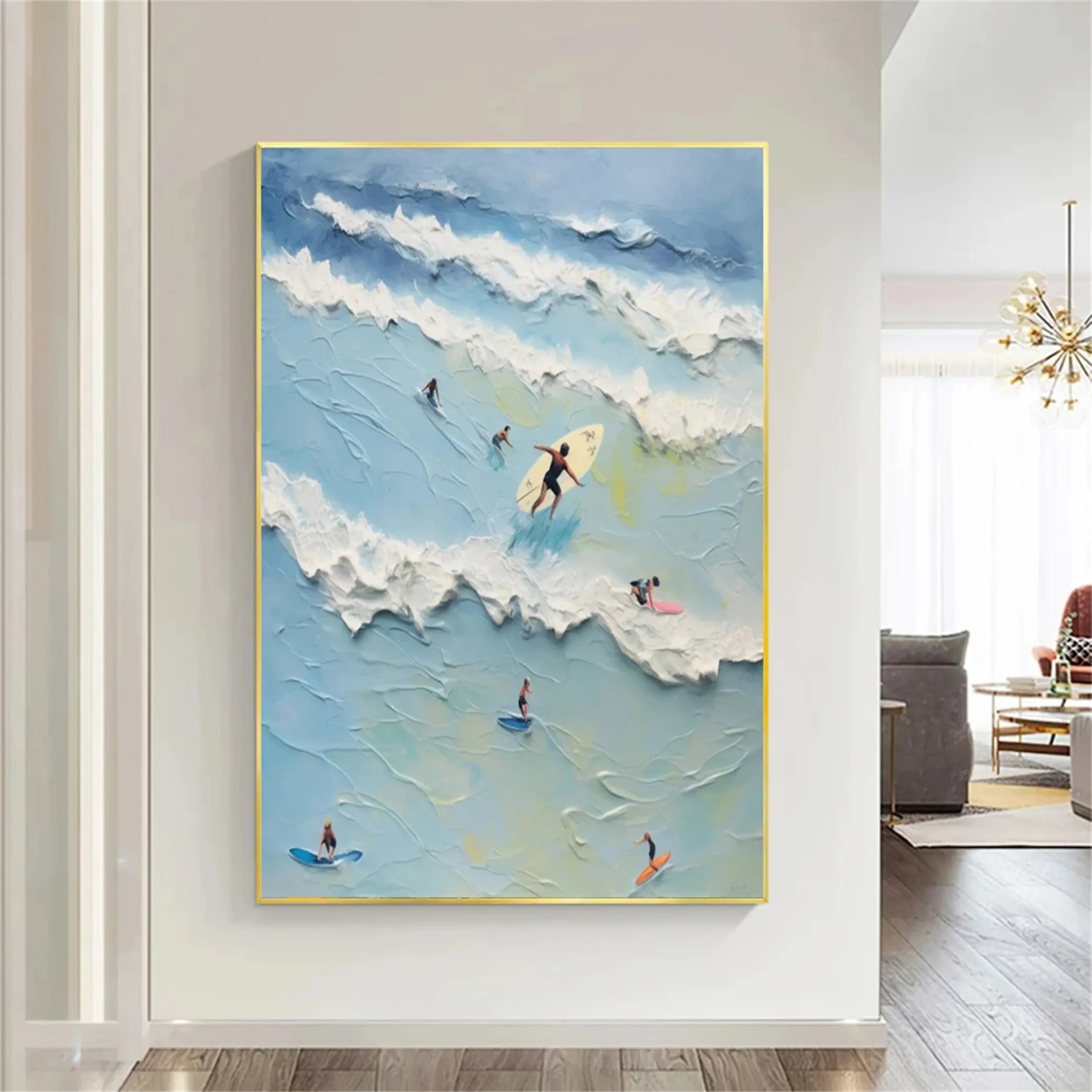 Seascape and Snowy Peak Painting #SP020