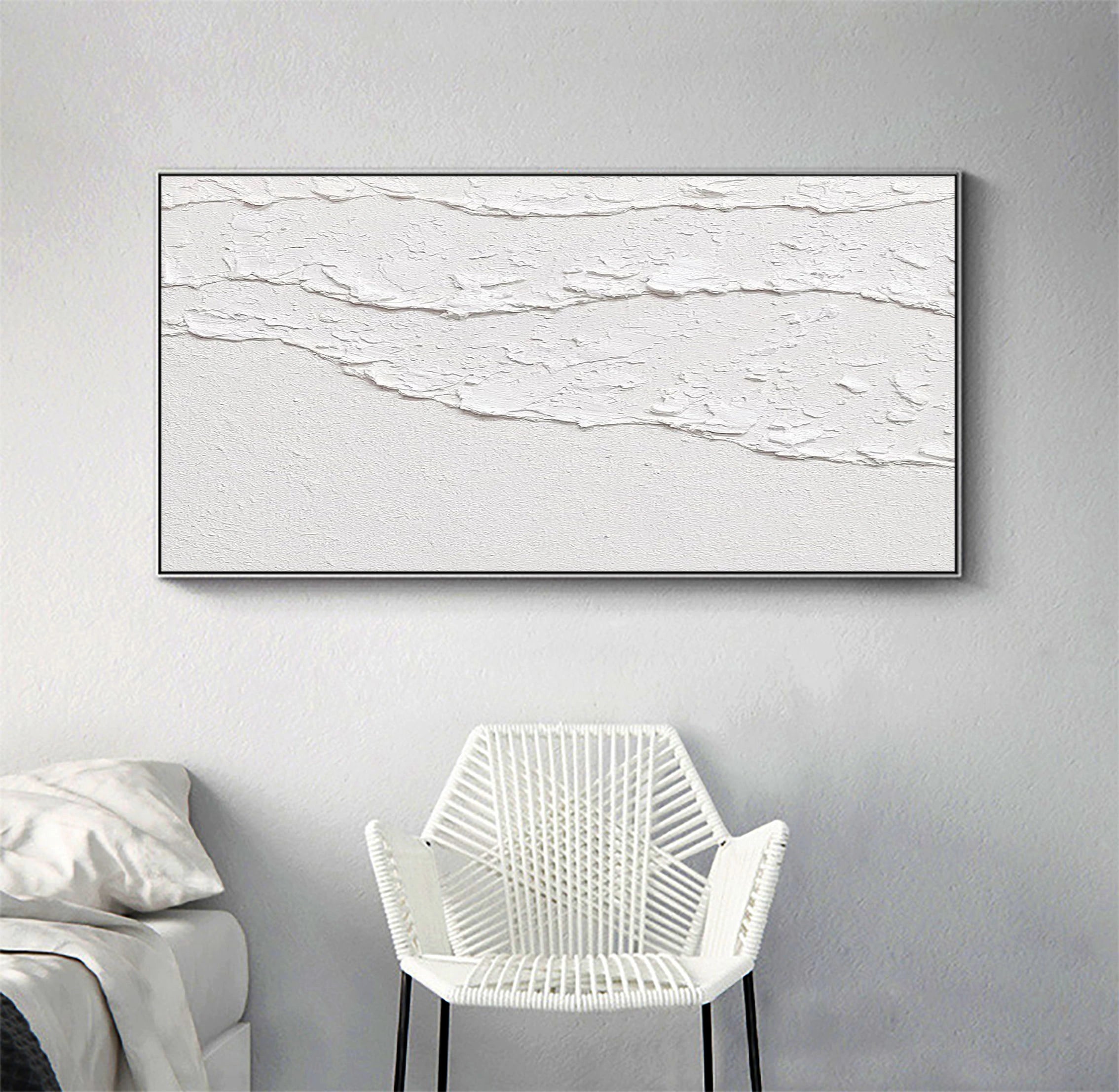 White Minimalist Textured Painting Canvas #MM019