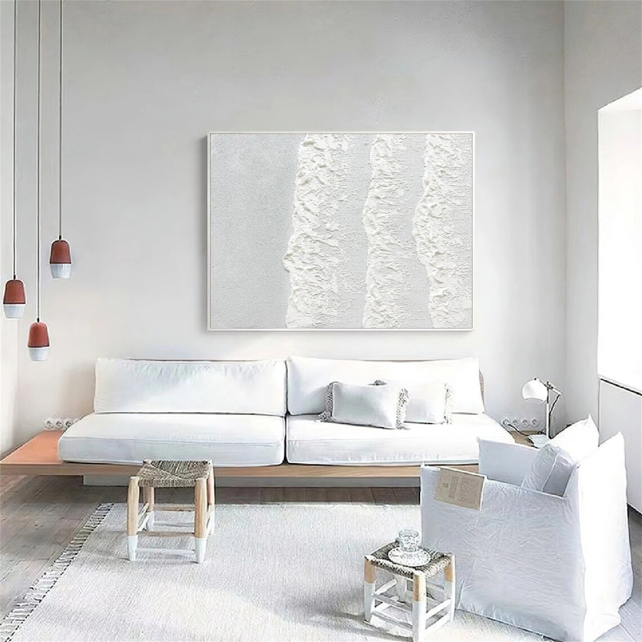 White Minimalist Textured Painting Canvas #MM128