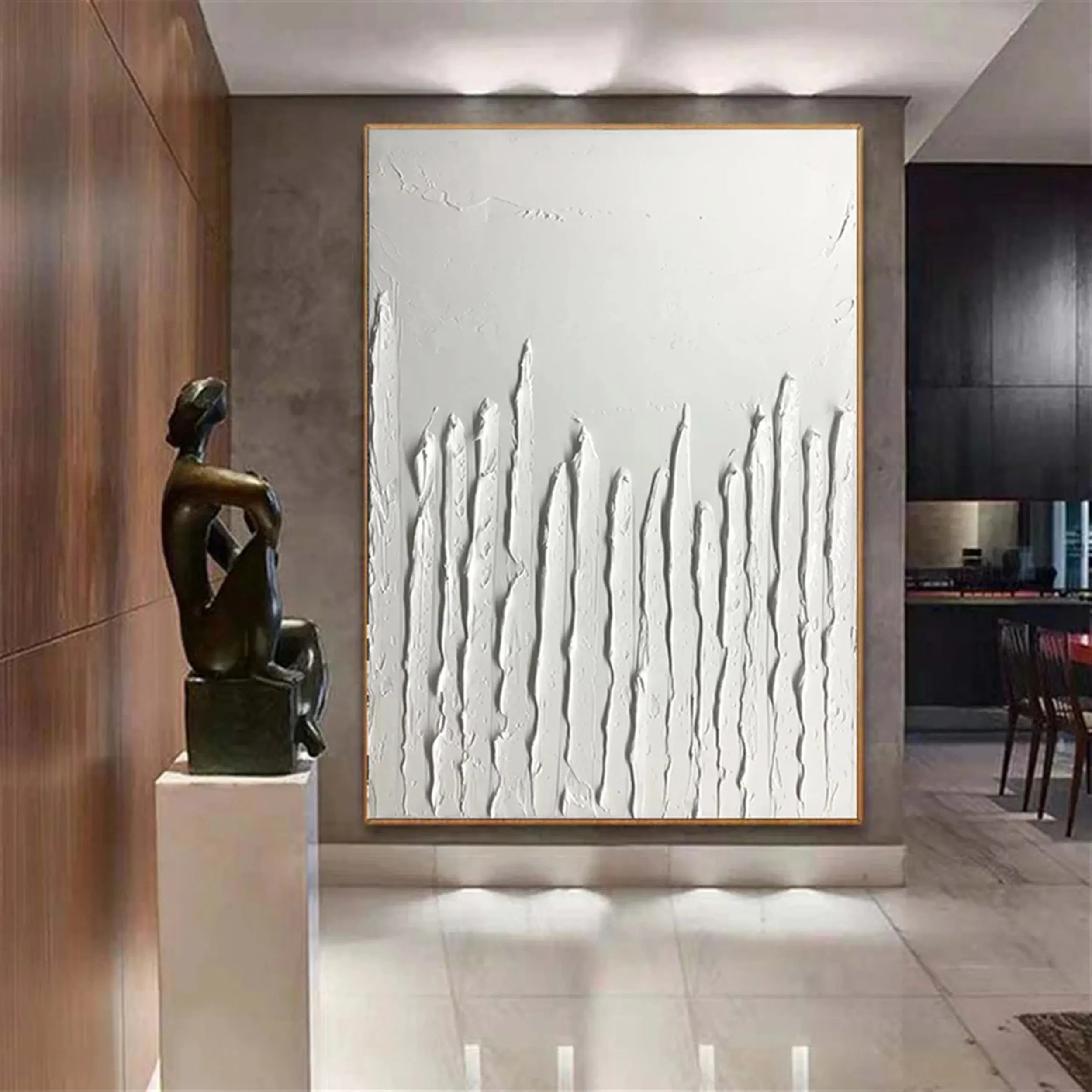 White Minimalist Textured Painting Canvas #MM178