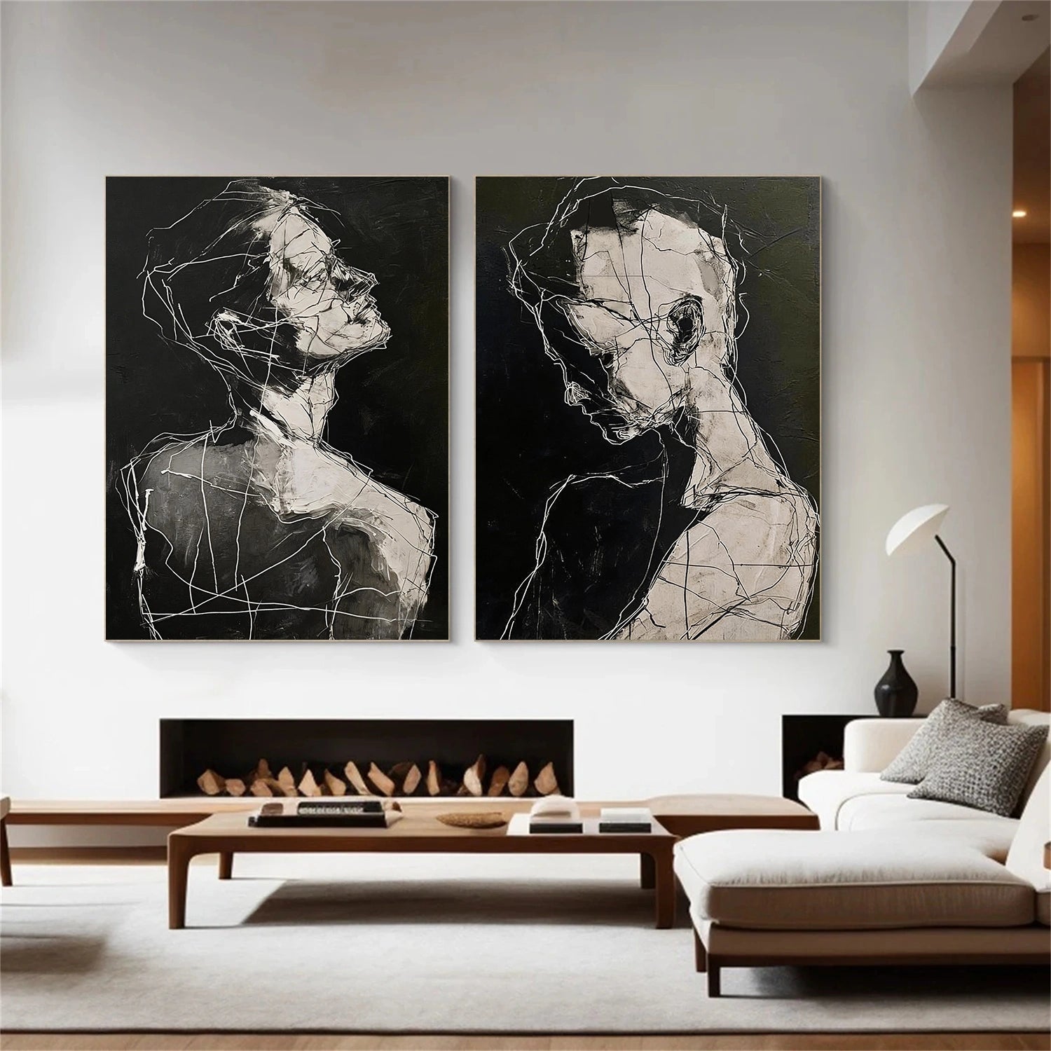Abstract Portrait Textured Wall Art Set of 2 #PT 062