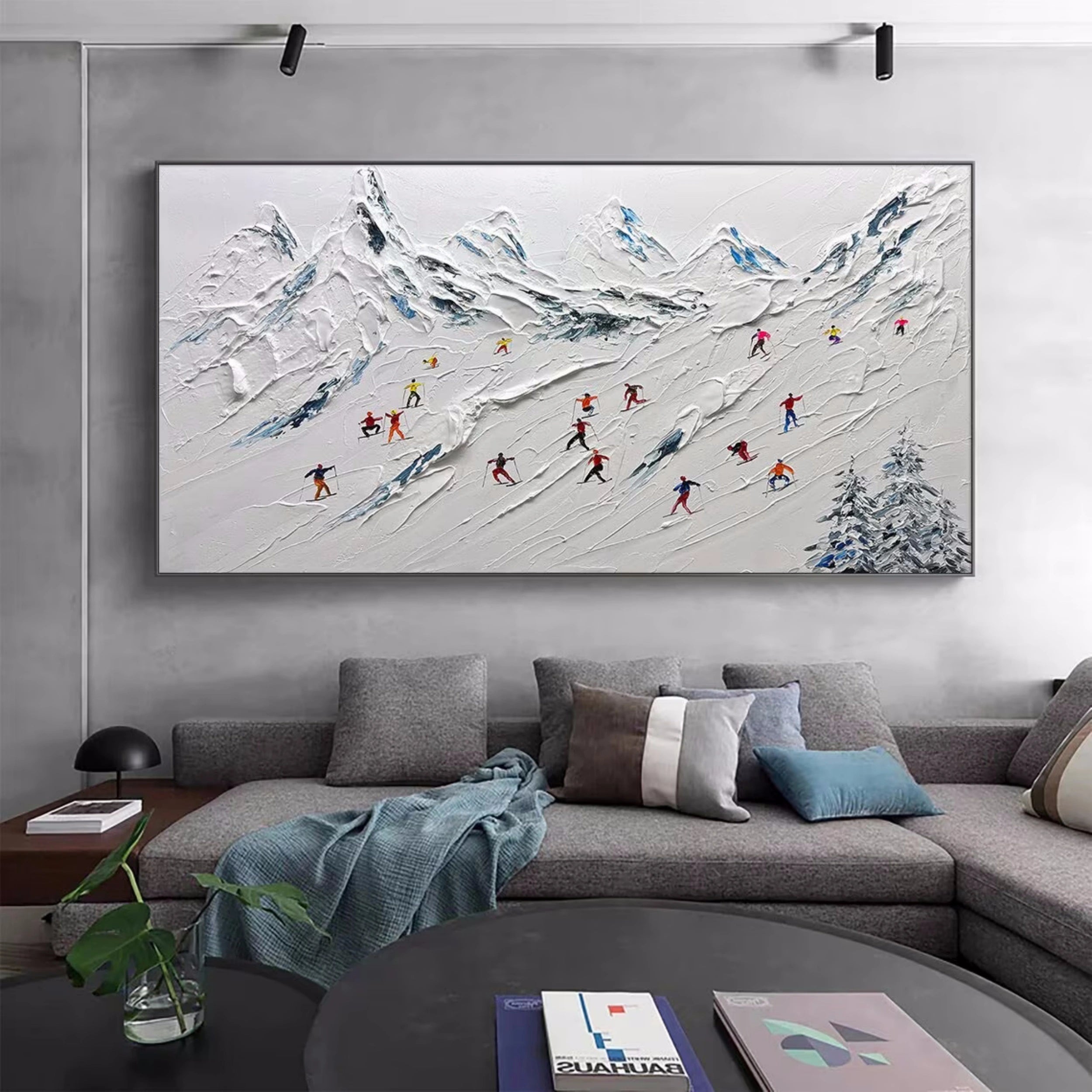 Custom Order for Skiing Sport Art Textured Painting Canvas #MM115