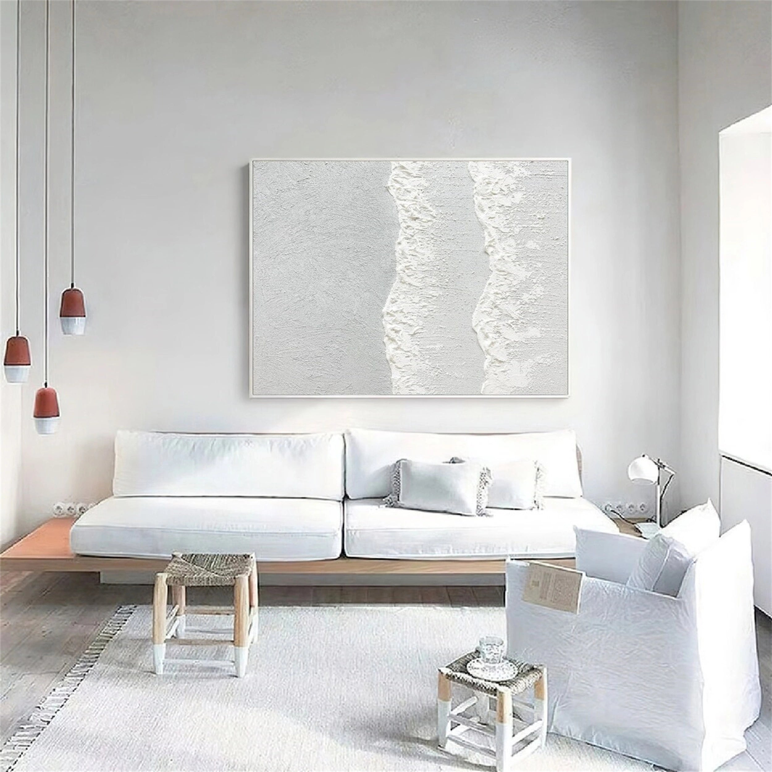 White Minimalist Textured Painting Canvas #MM129