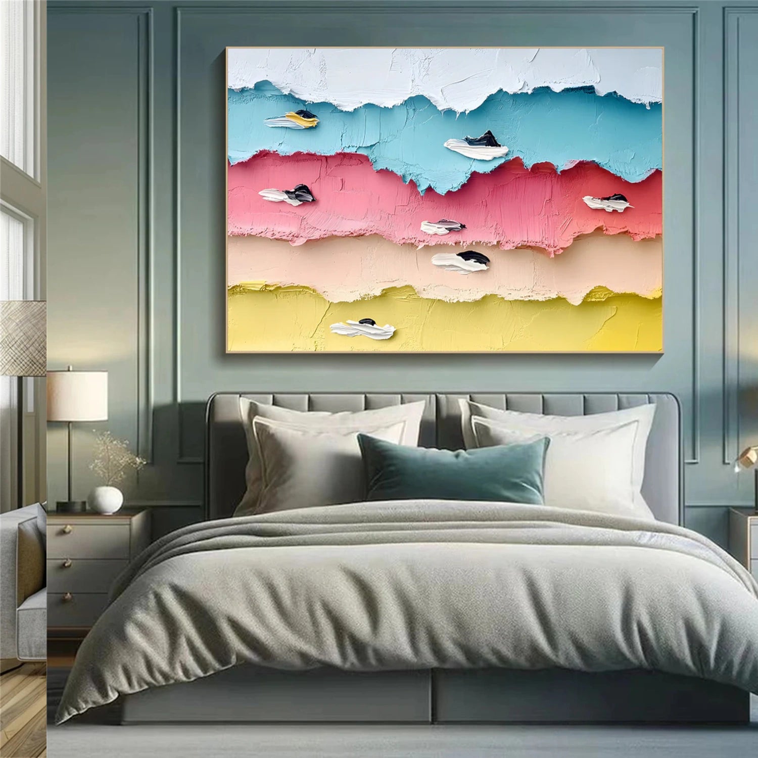 Colorful Swimming Sport Texture Canvas Painting #SA029