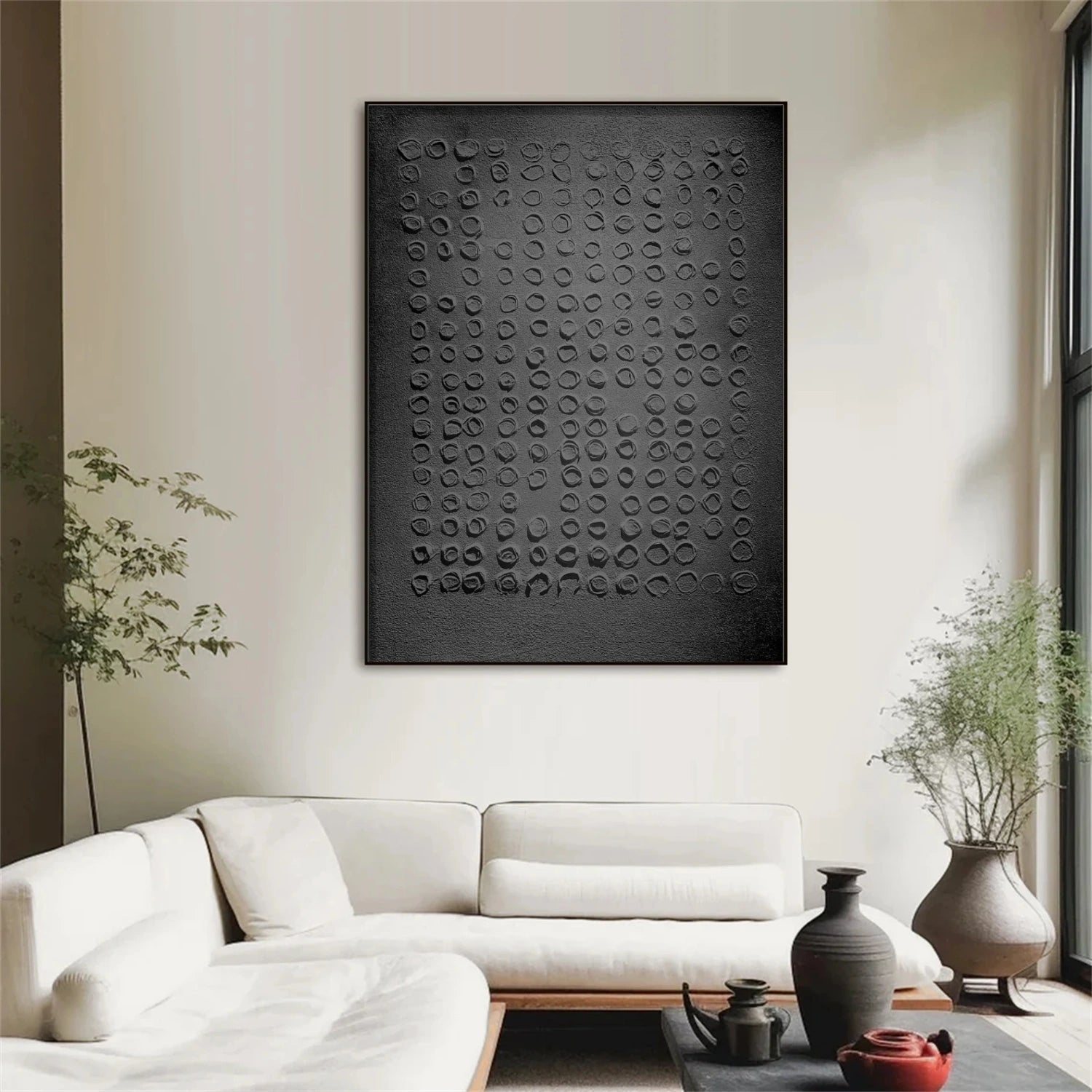 Black Minimalist Textured Painting #MZ145