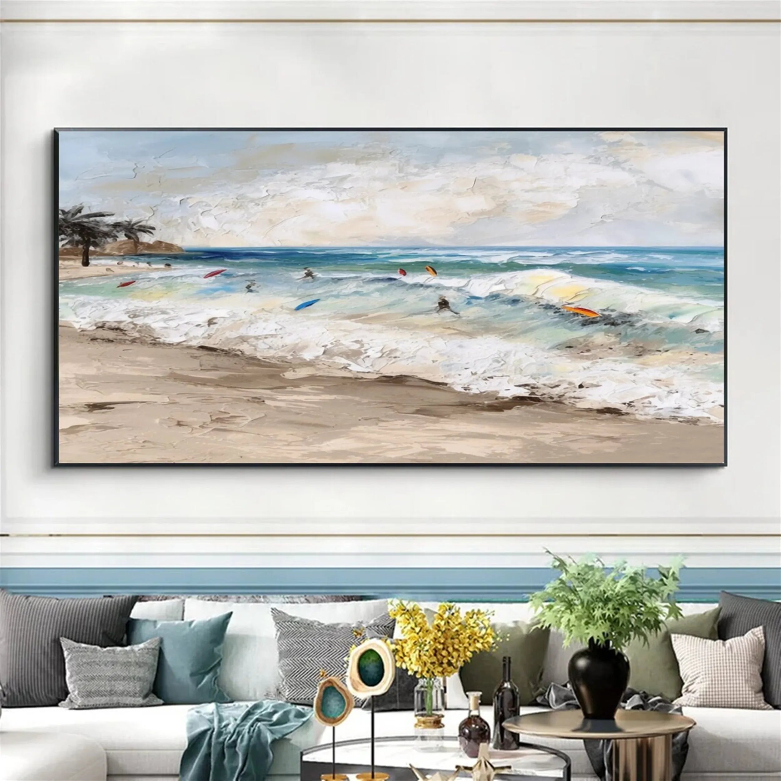 Seascape and Snowy Peak Painting #SP004