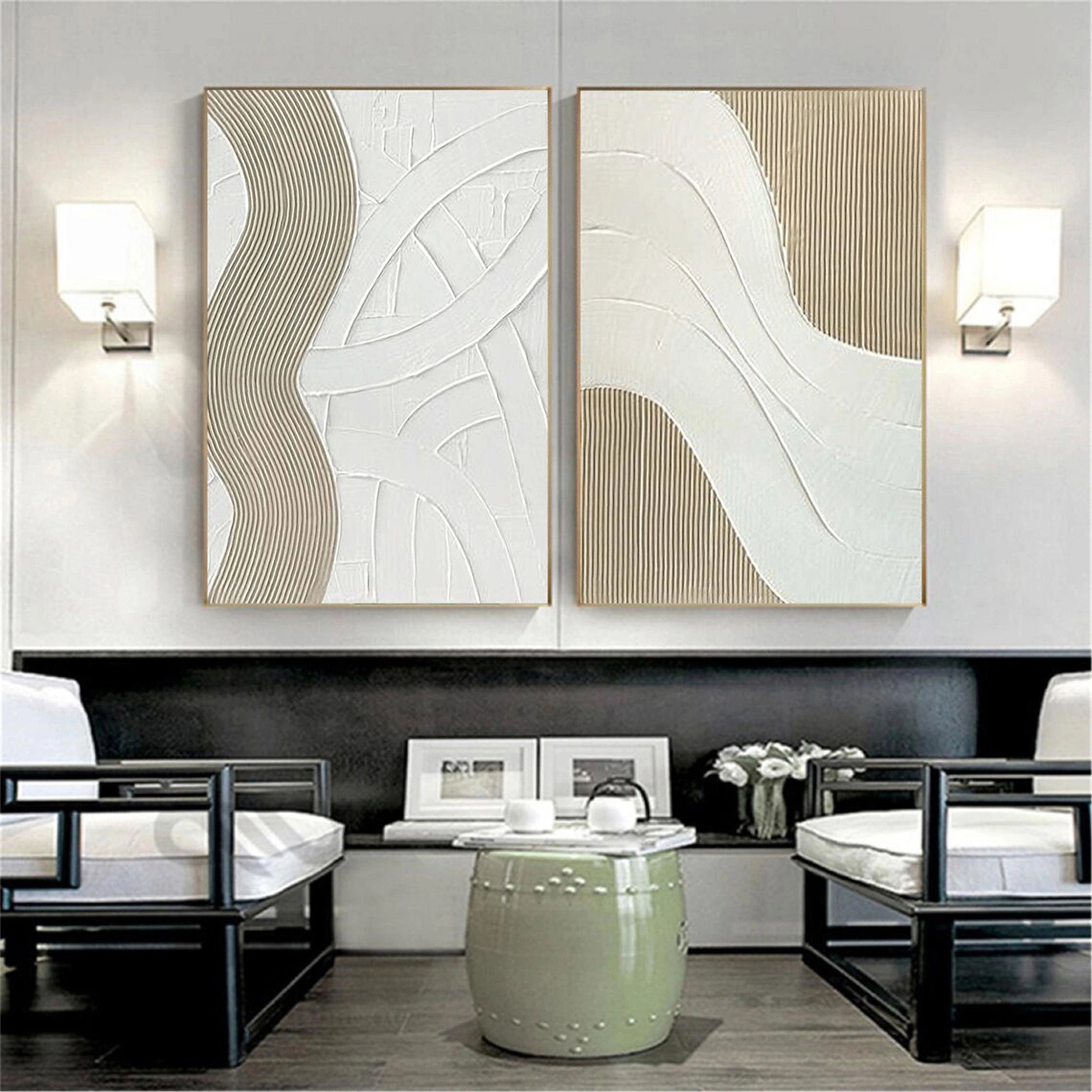 Beige & Brown Abstract Set of 2 #BB077