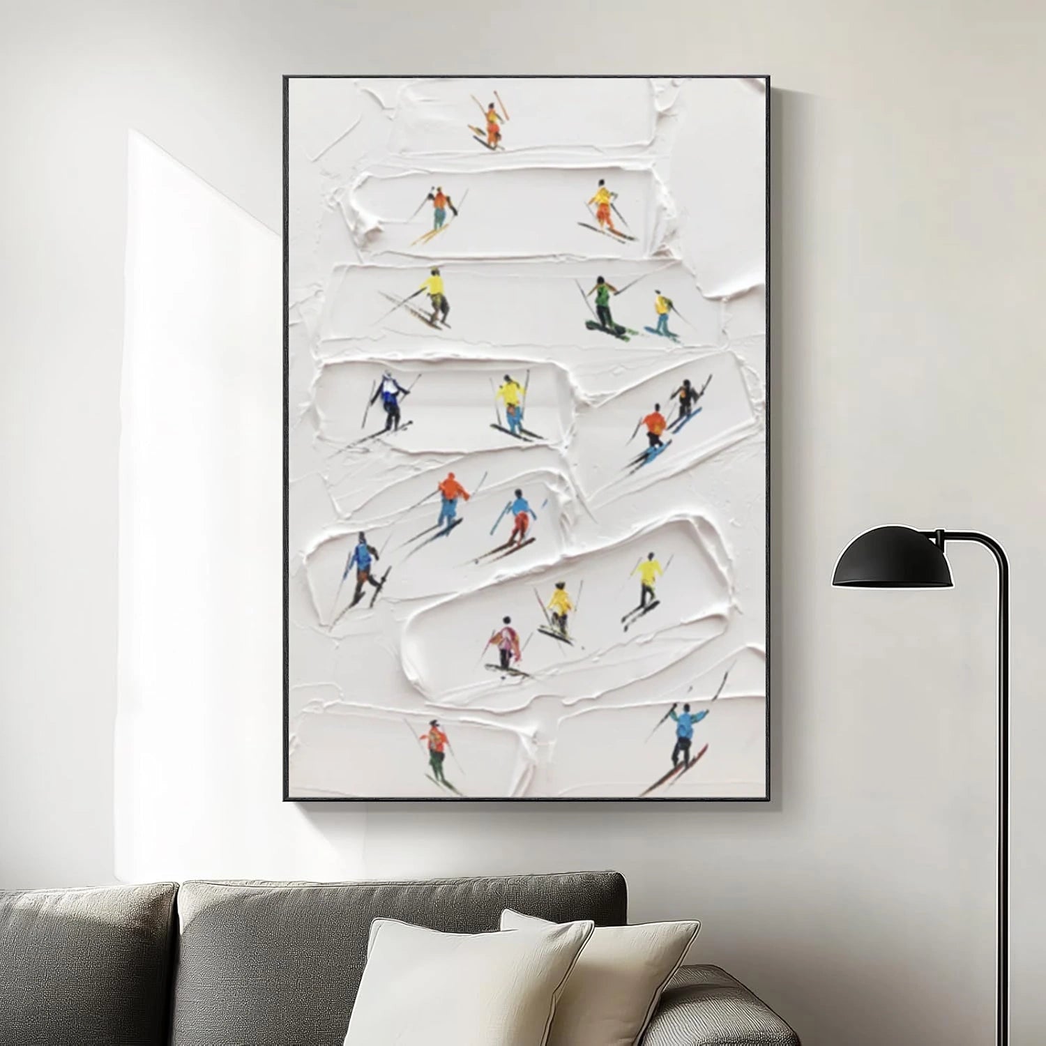 Skiing Sport Art Textured Painting Canvas # SA049