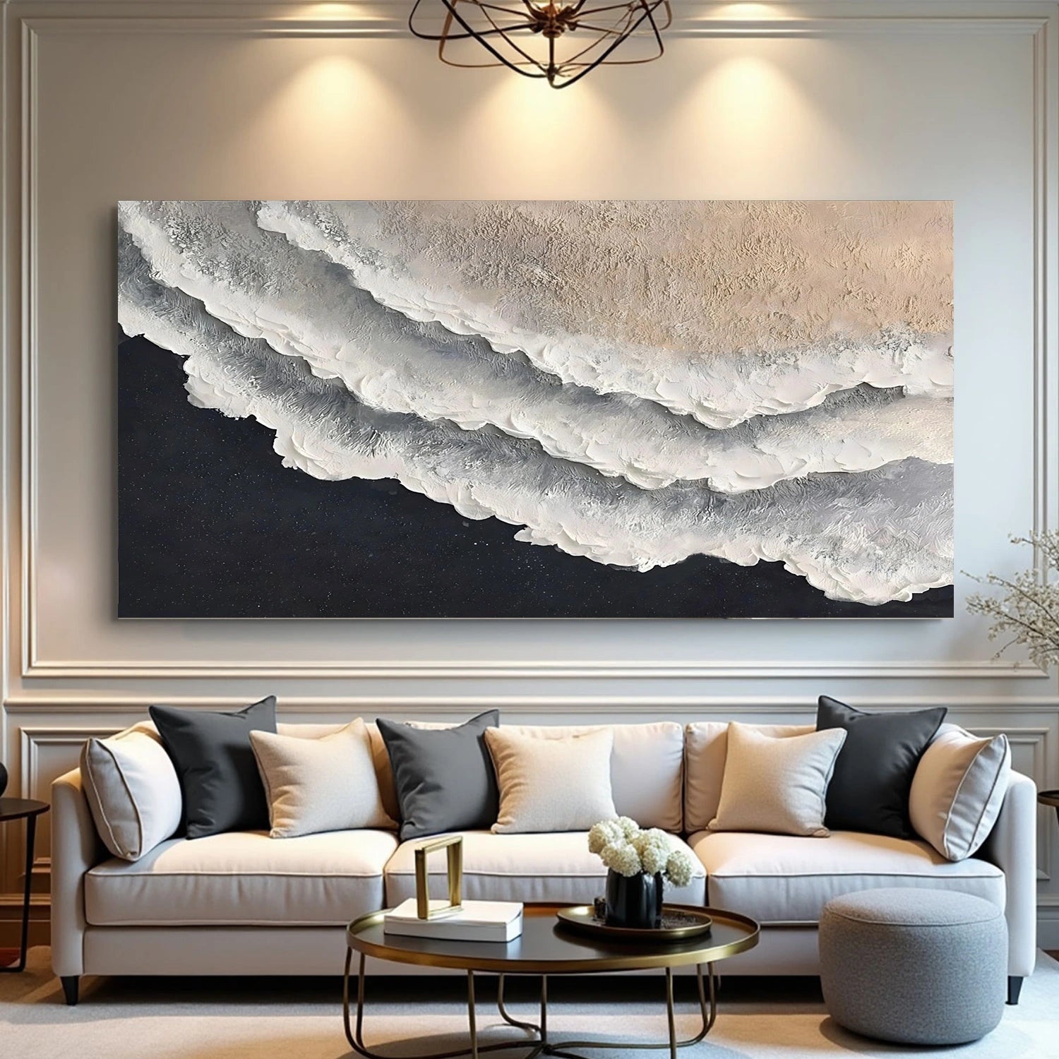 Ocean And Sky Abstract Texture Canvas Art #OS389