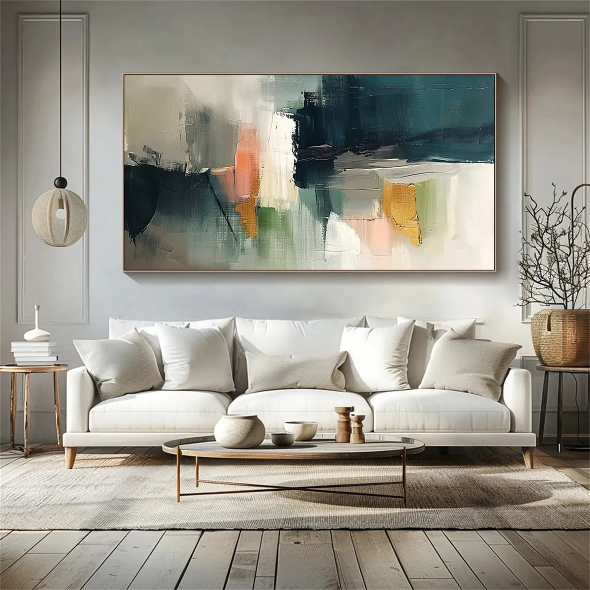 Wabi Sabi Black Beige Abstract Wall Decor Painting on Canvas #AB 205
