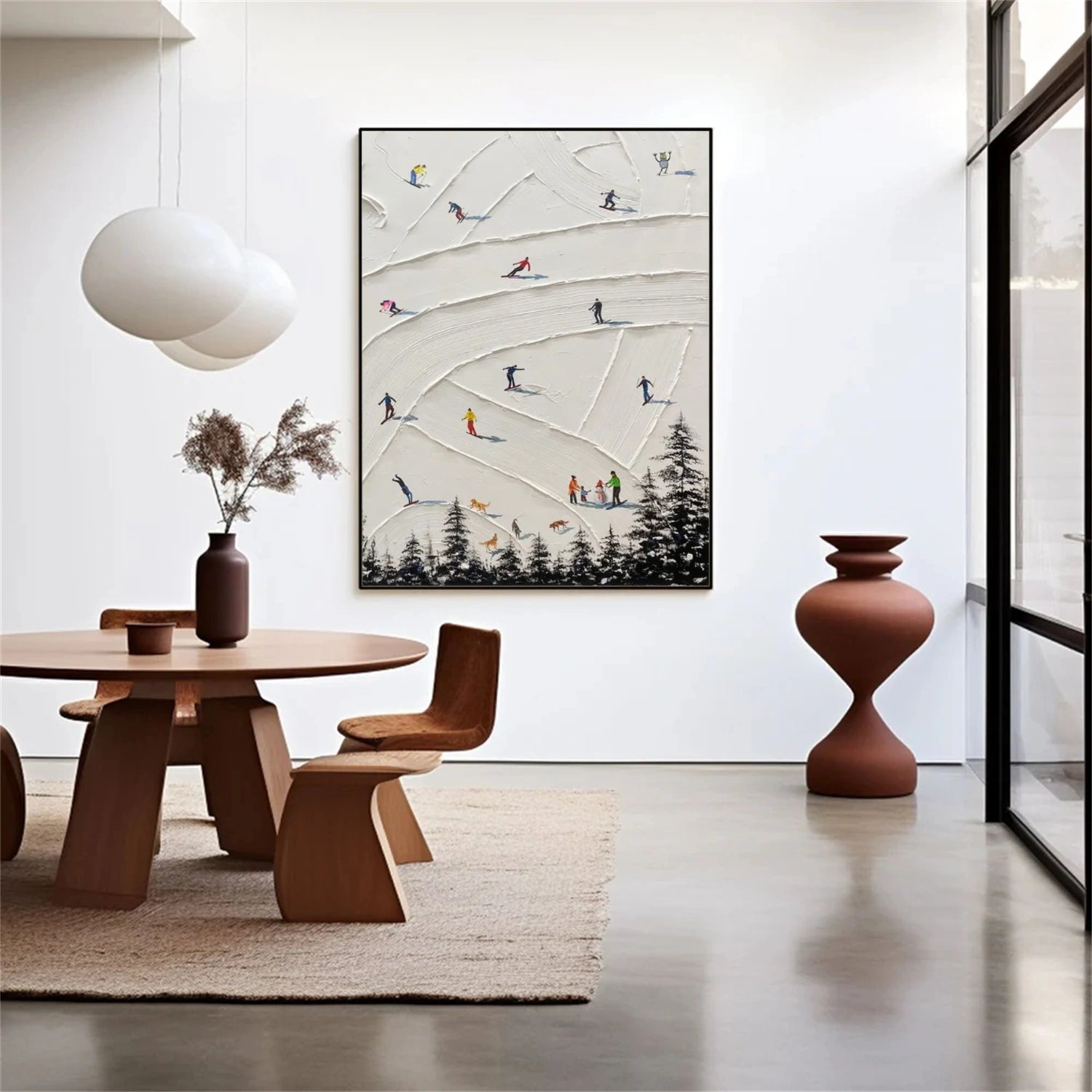 Skiing Sport Art Textured Painting Canvas # SA041