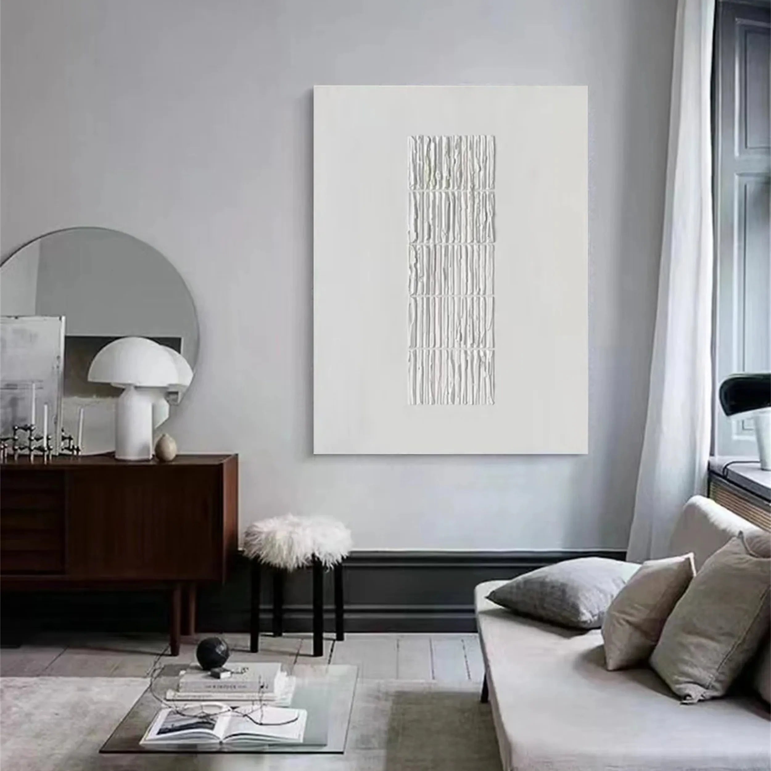 White Minimalist Textured Painting Canvas #MM208