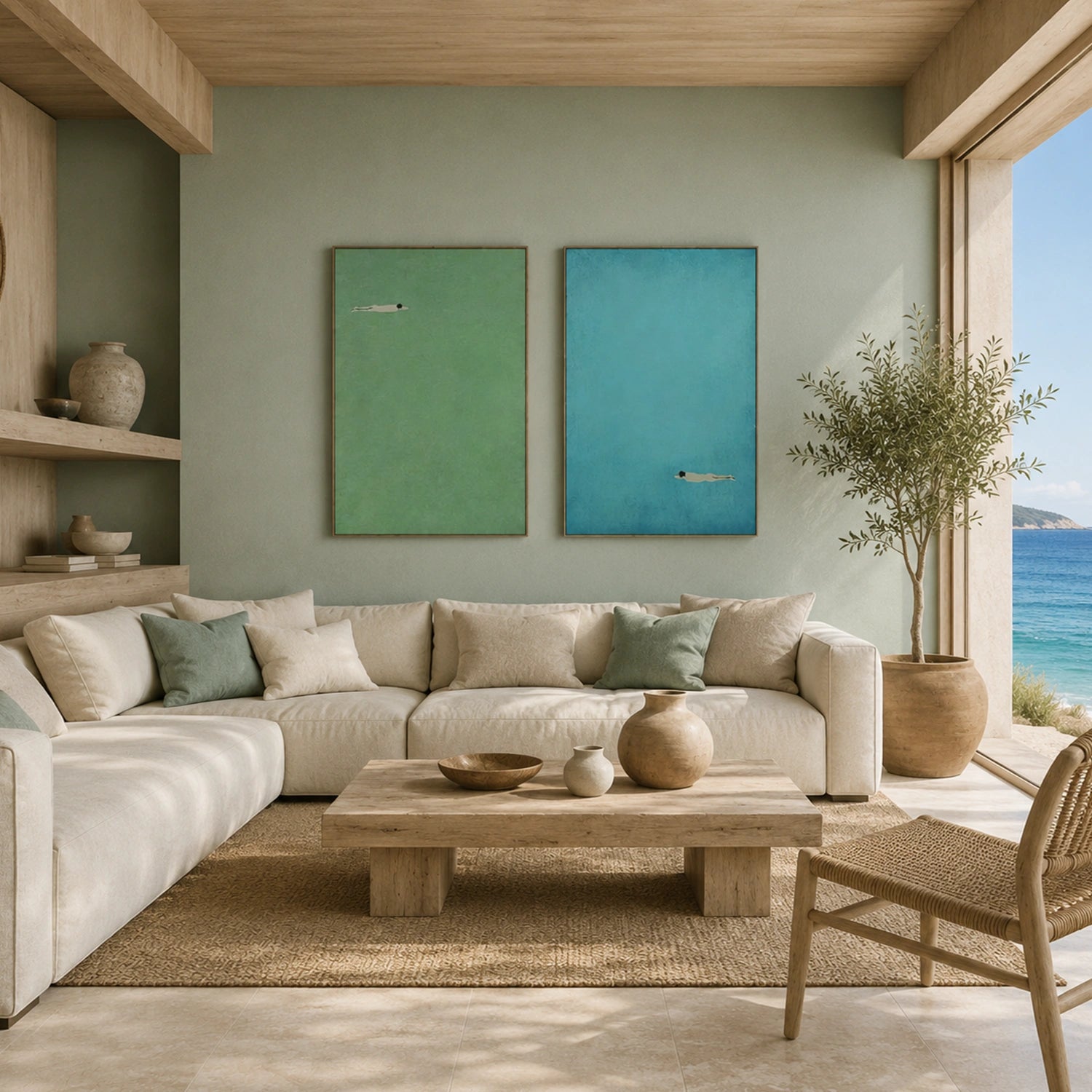 Swimming Sport Art Painting Canvas Set of 2 # SA101