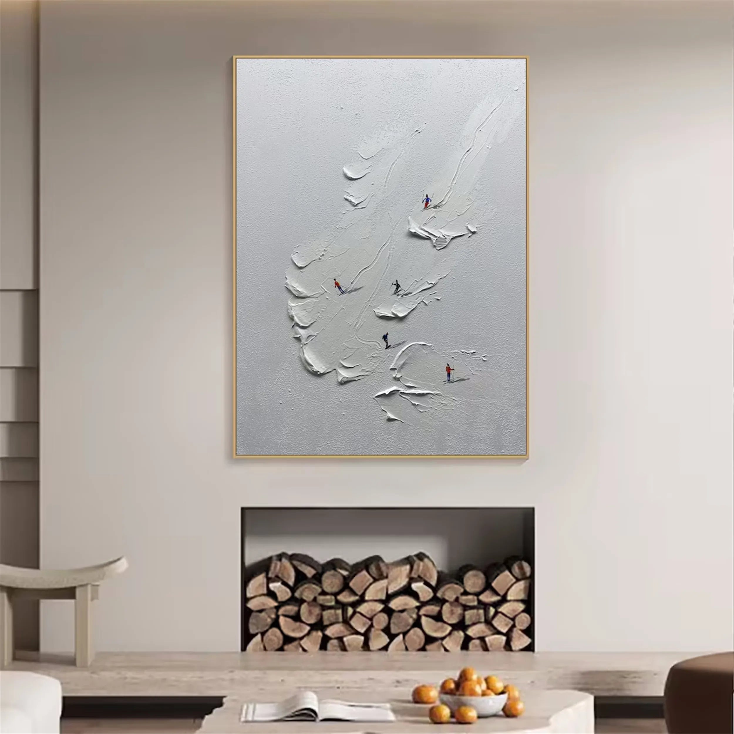 Skiing Sport Art Textured Painting Canvas #MM221