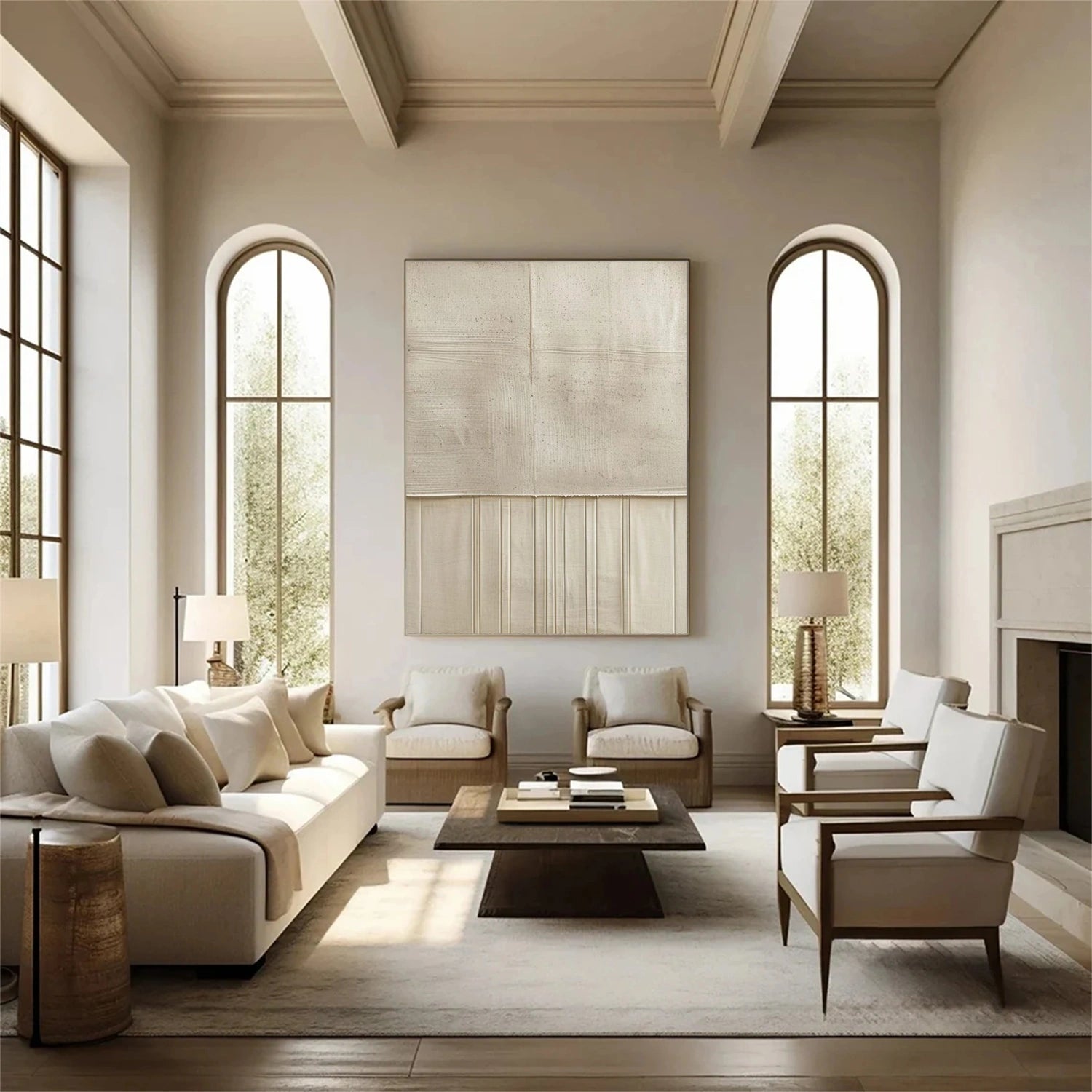 Beige Minimalist Textured Canvas #MM389