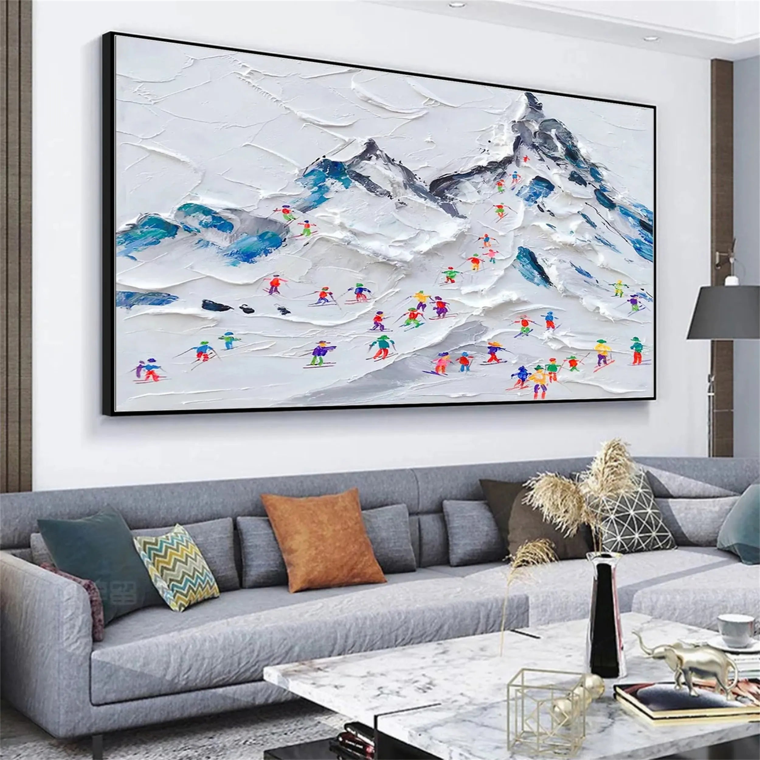 Skiing Sport Art Textured Painting Canvas #MM231