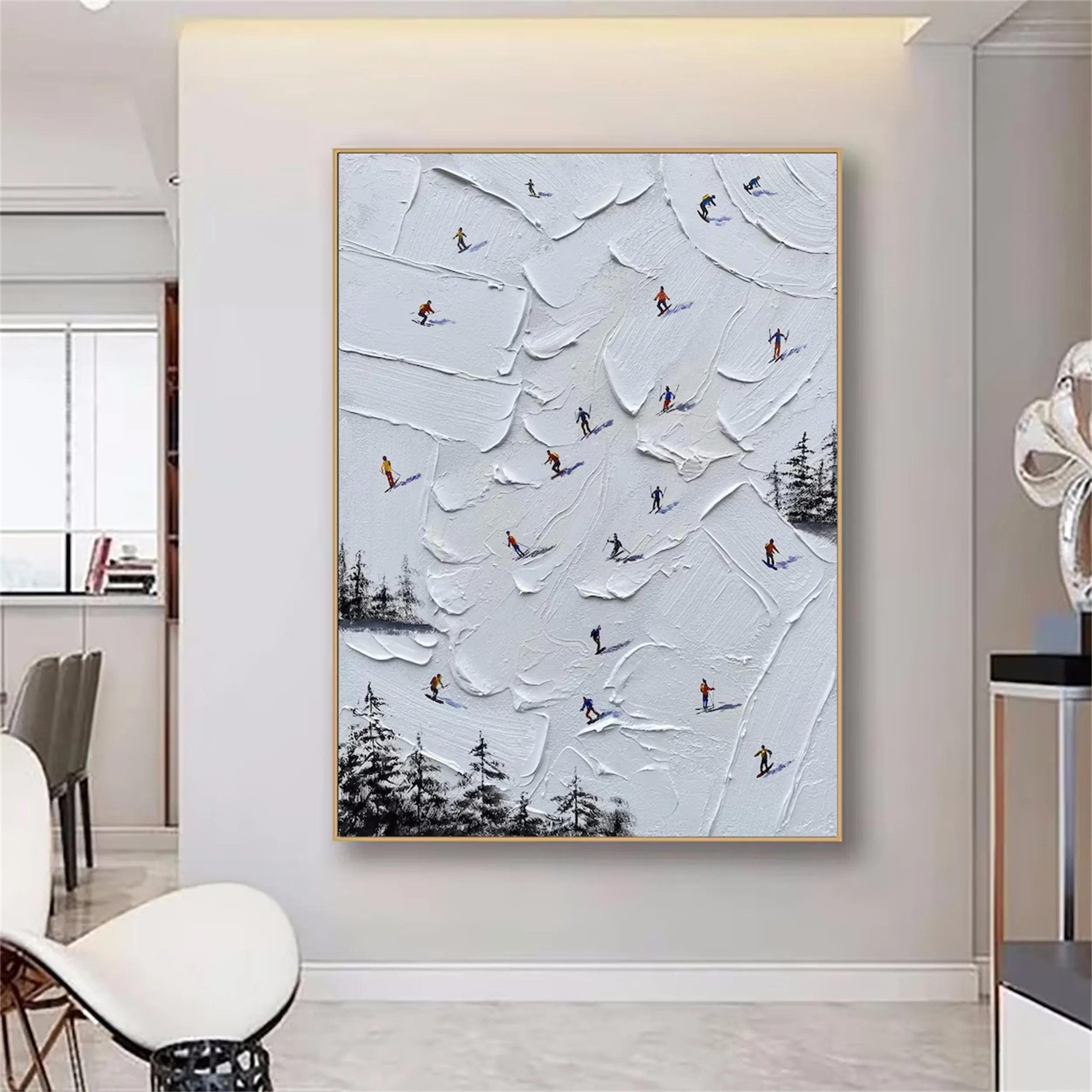 Skiing Sport Art Textured Painting Canvas #MM222