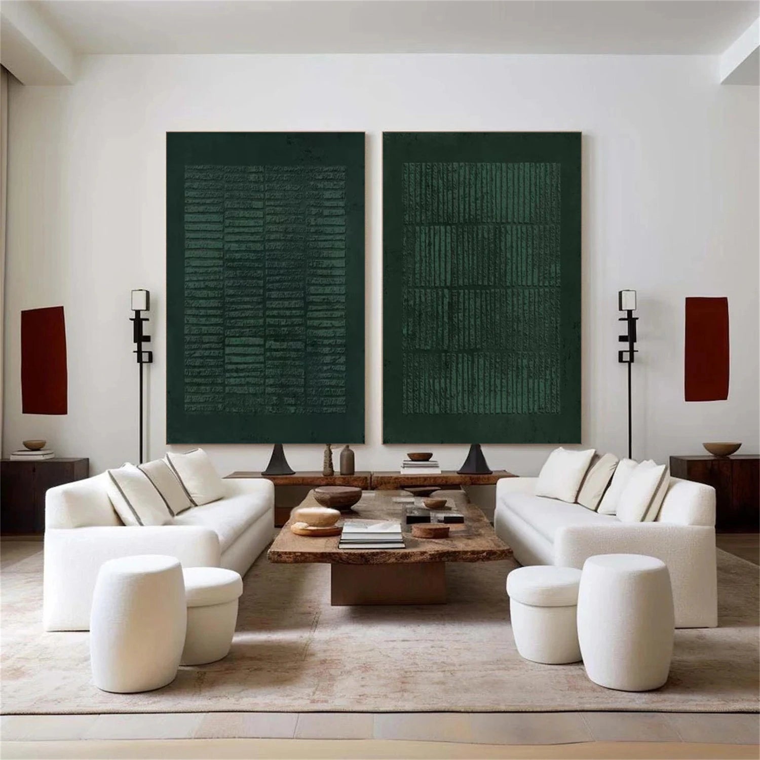 Green Minimalist Textured Wall Art Set of 2 #MM351
