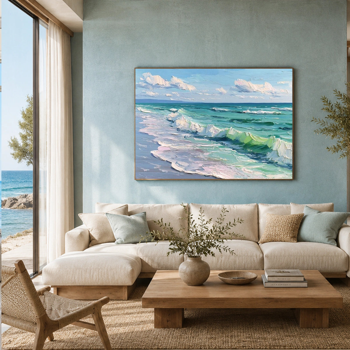 Ocean And Sky Abstract Texture Canvas Art #OS487