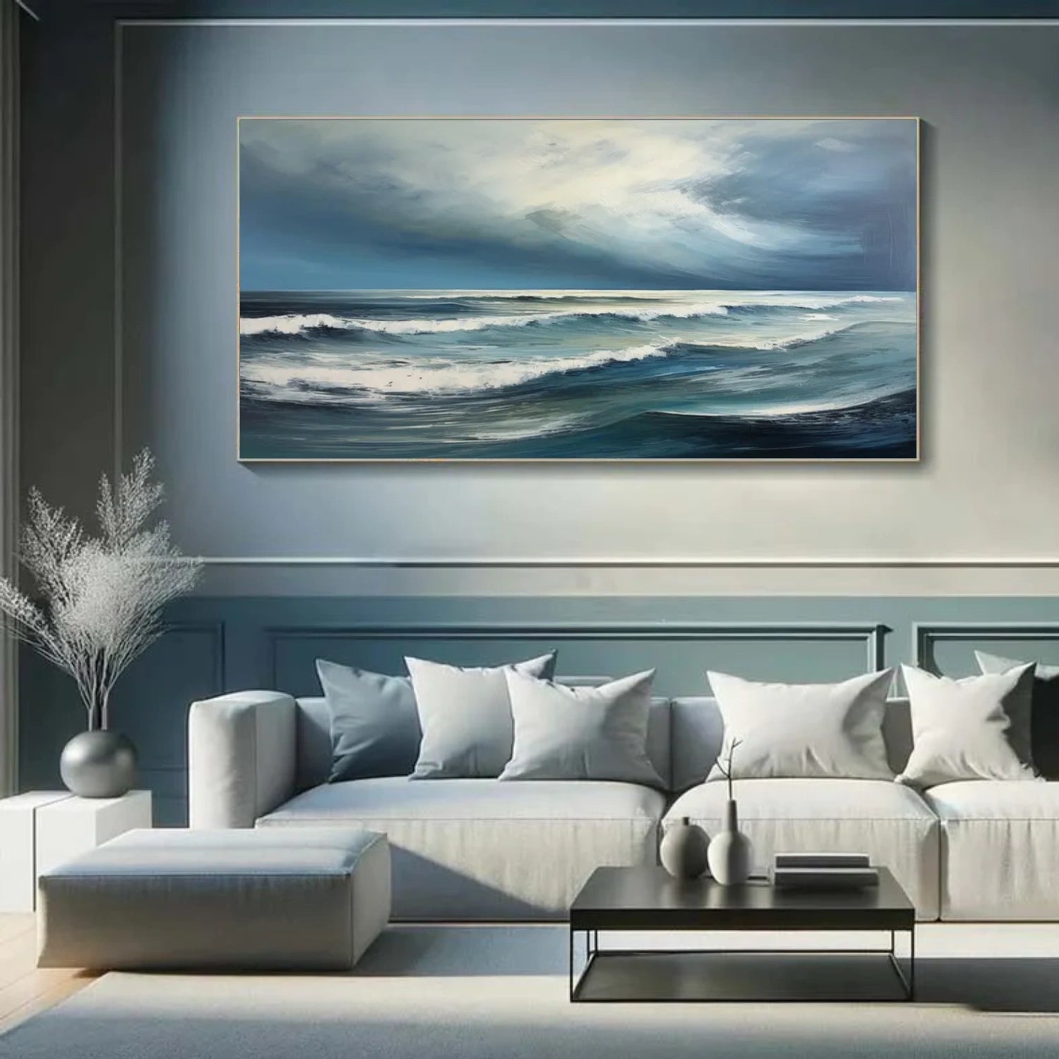 Ocean And Sky Abstract Canvas Art #OS 328