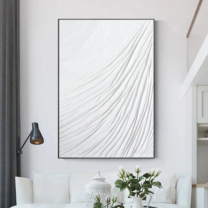 White Minimalist Textured Painting Canvas #MM040