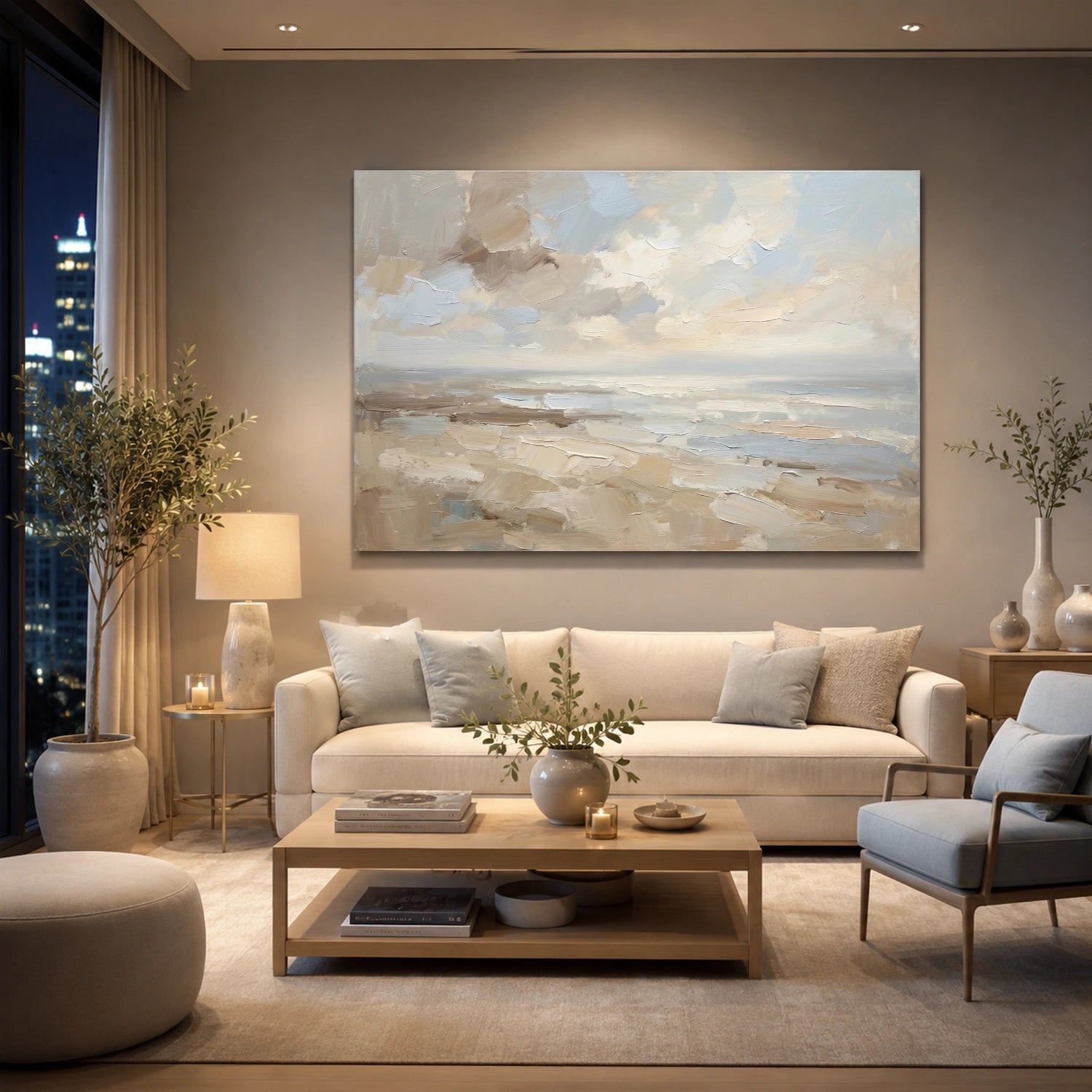 Ocean And Sky Abstract Canvas Art #OS428