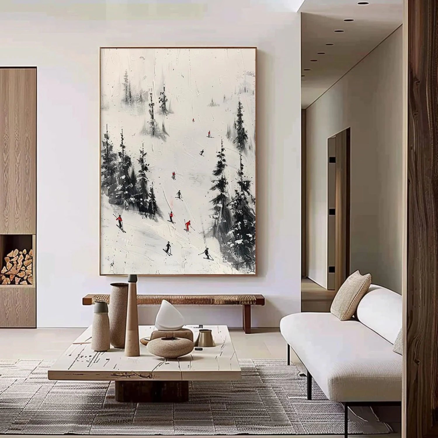 Skiing Sport Art Textured Painting Canvas # SA033