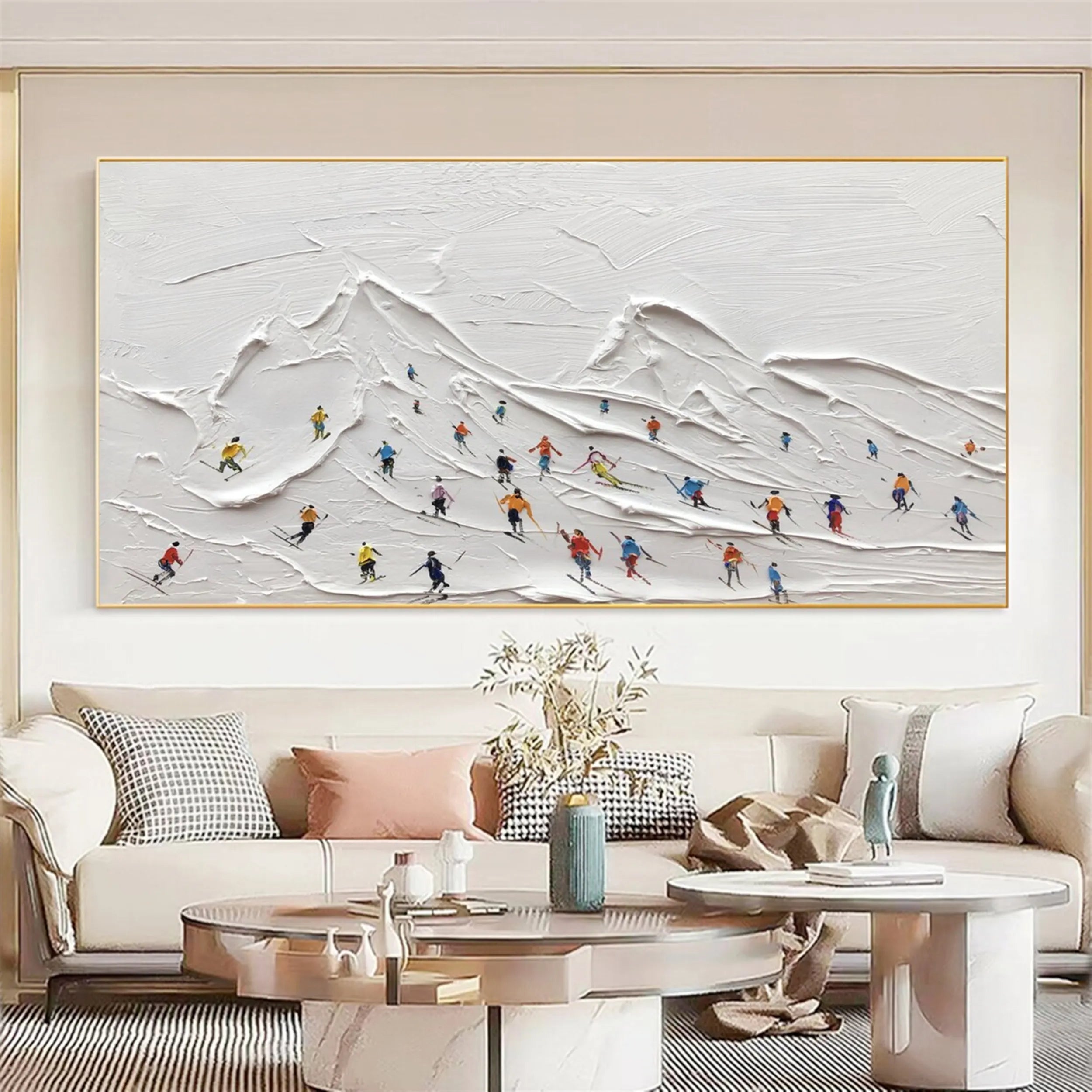 Skiing Sport Art Textured Painting Canvas #MM227