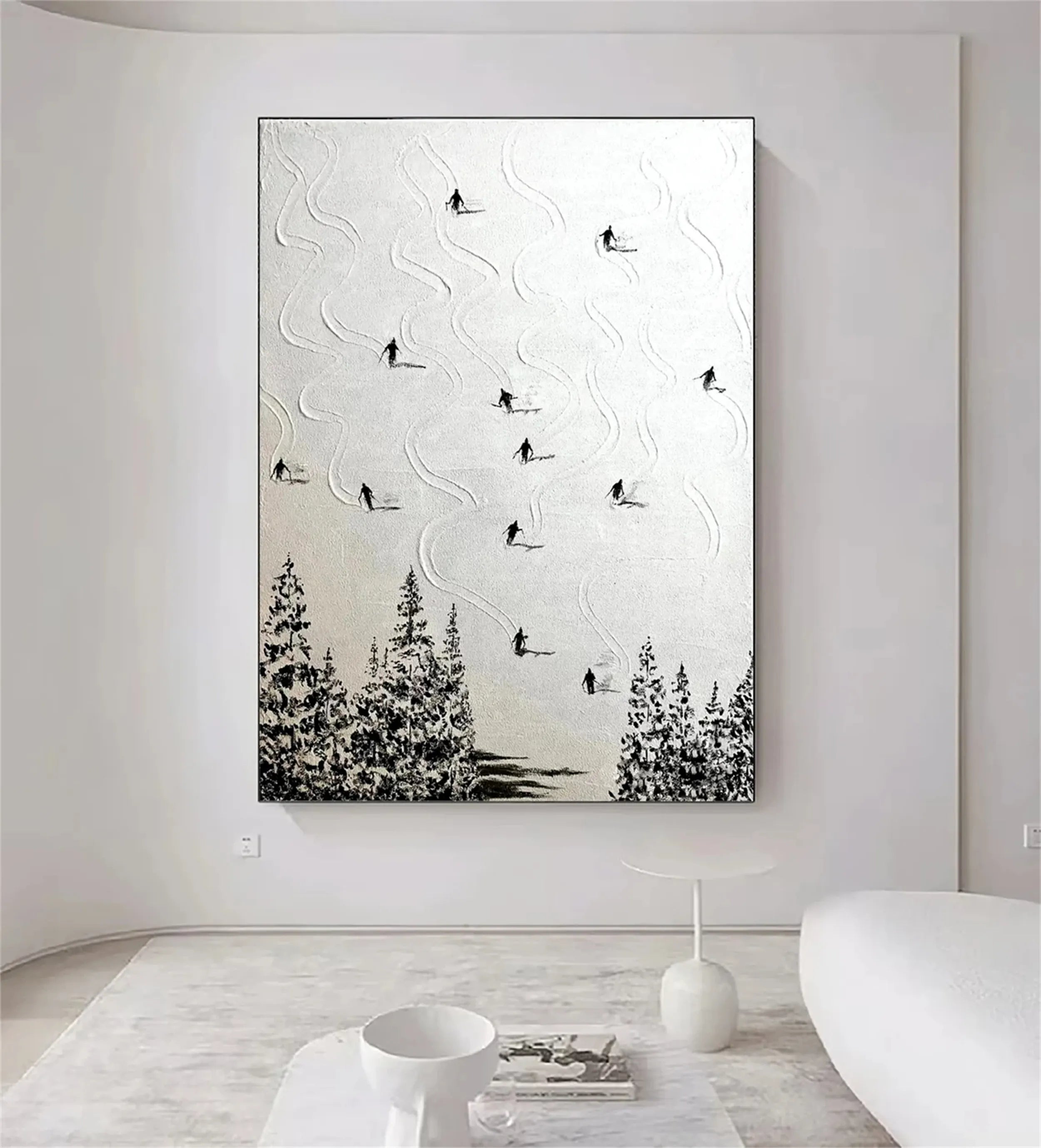 Skiing Sport Art Textured Painting Canvas #MM217