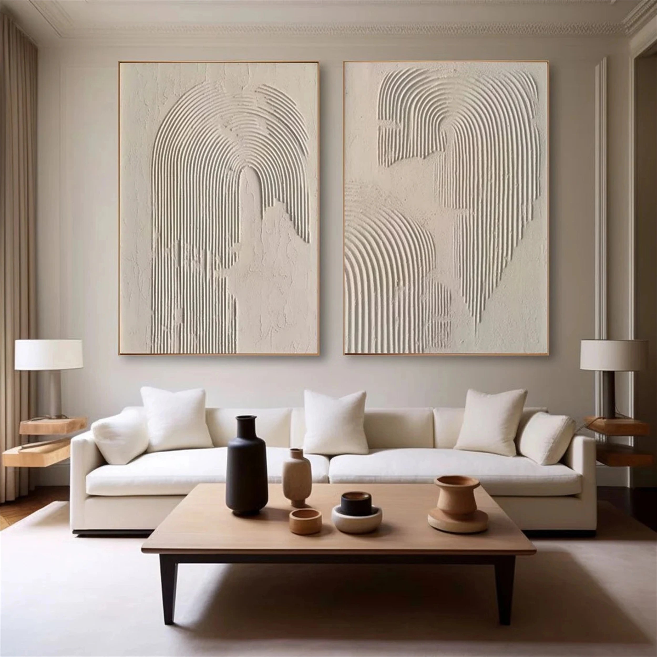 Beige & Brown Abstract Set of 2 #BB069