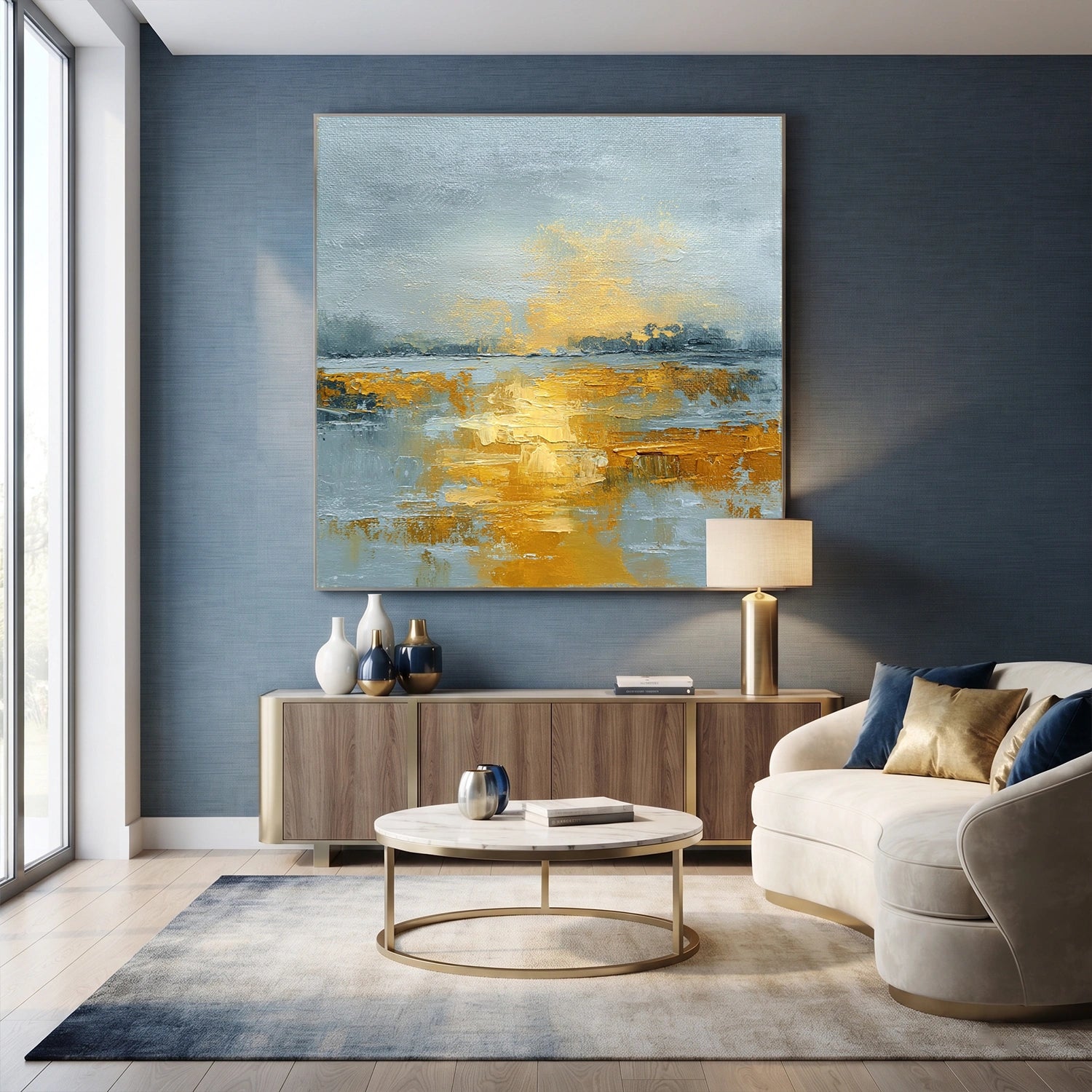 Ocean And Sky Abstract Canvas Art #OS431
