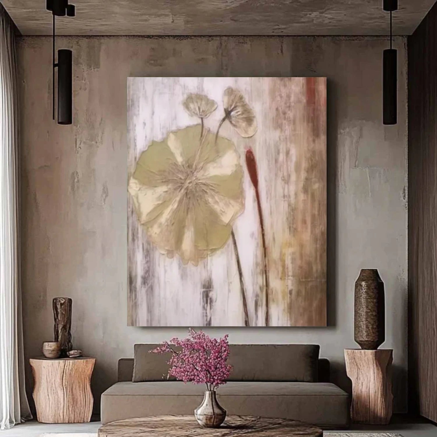 Flower & Tree Abstract Texture Canvas Art #FT 248