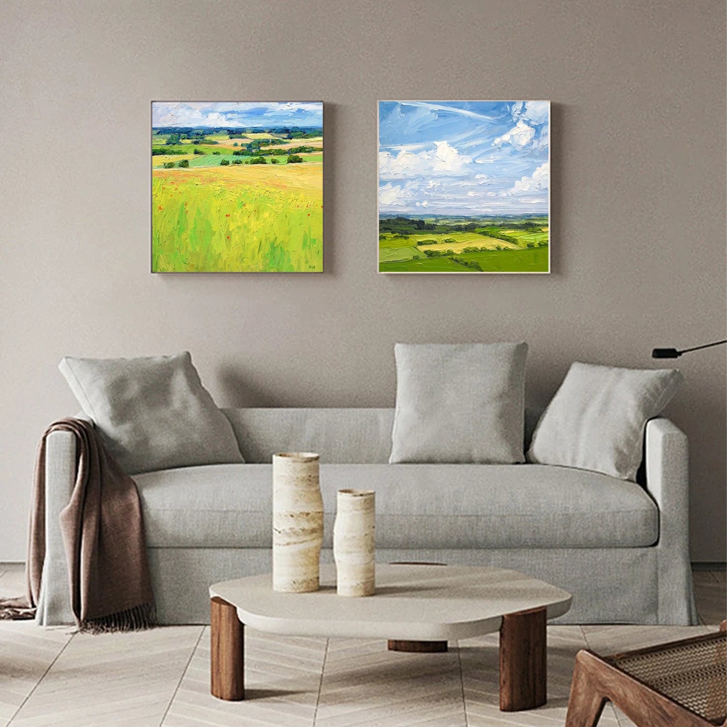 Abstract Urban Squsre Set of 2 Landscape Painting #UL 040