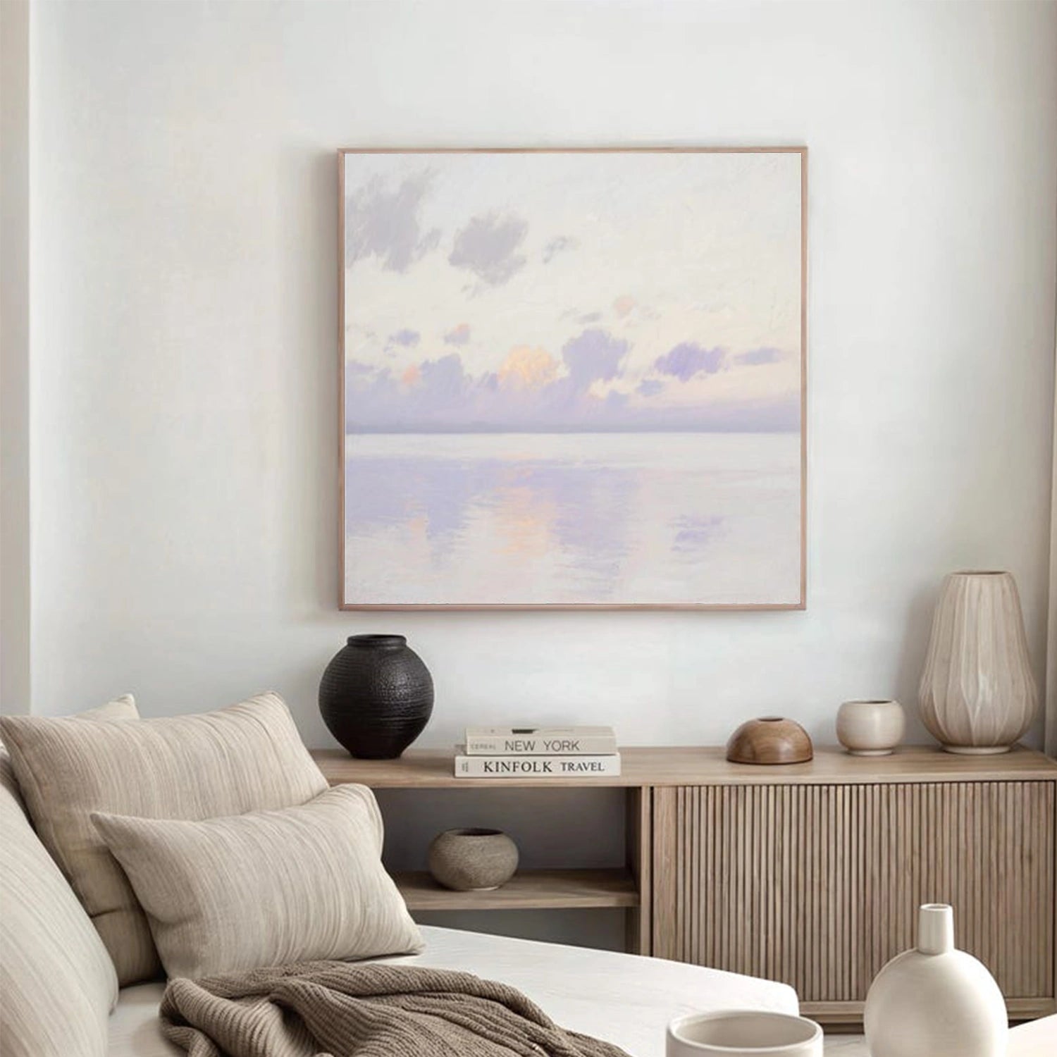 Ocean And Sky Abstract Canvas Art #OS359