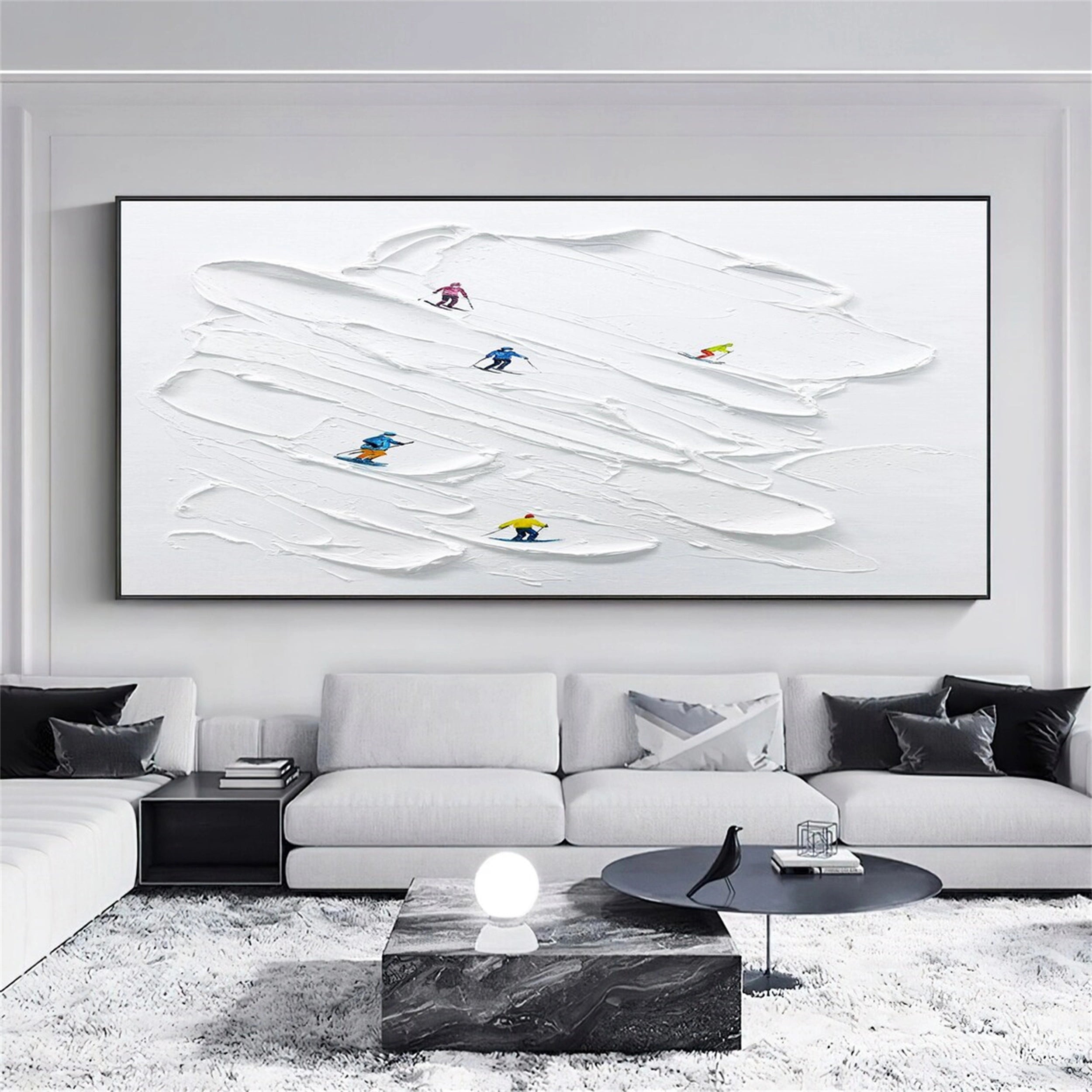 Skiing Sport Art Textured Painting Canvas #MM126