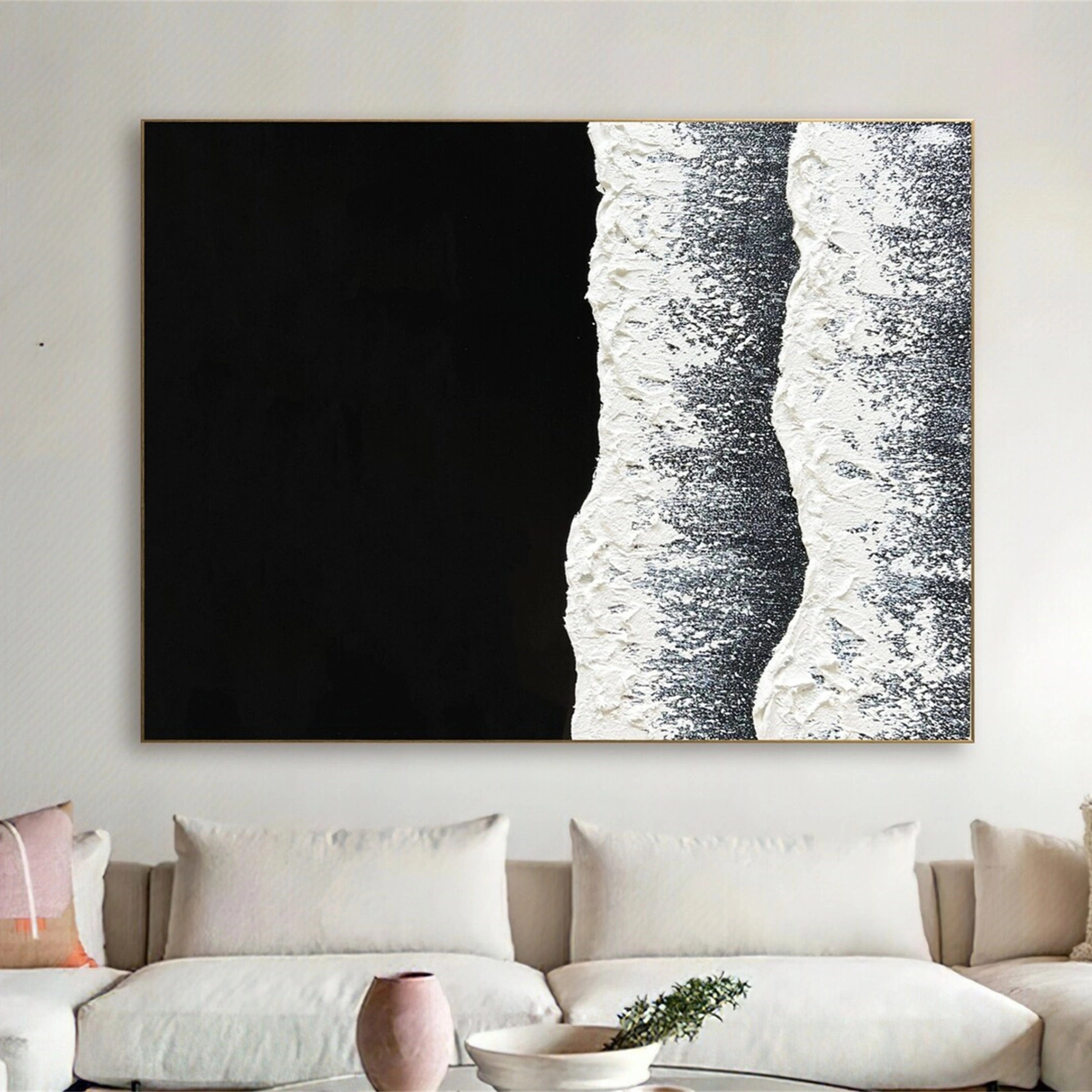 Black White Textured Minimalist Wall Art #MZ057