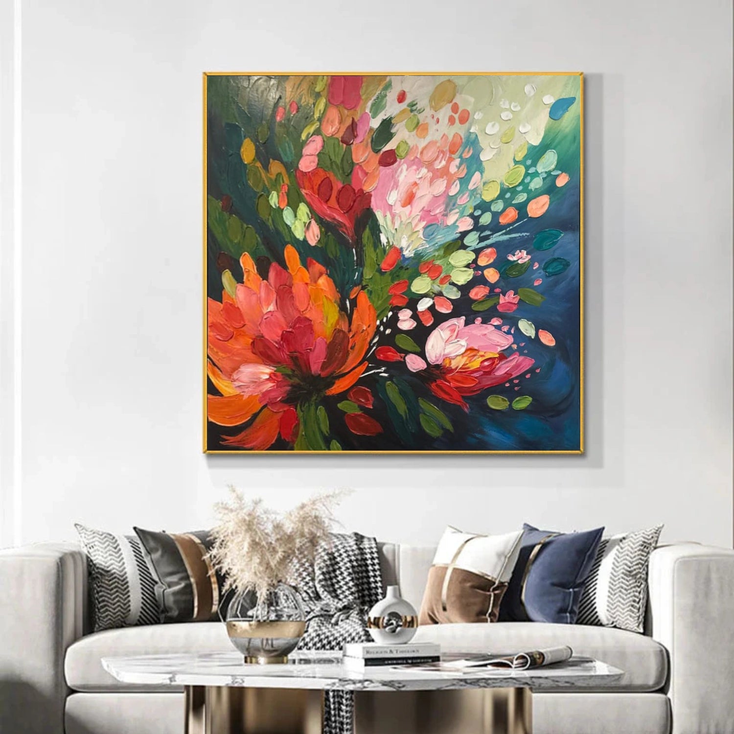Colorful Flower & Tree Abstract Texture Canvas Art #FT 310
