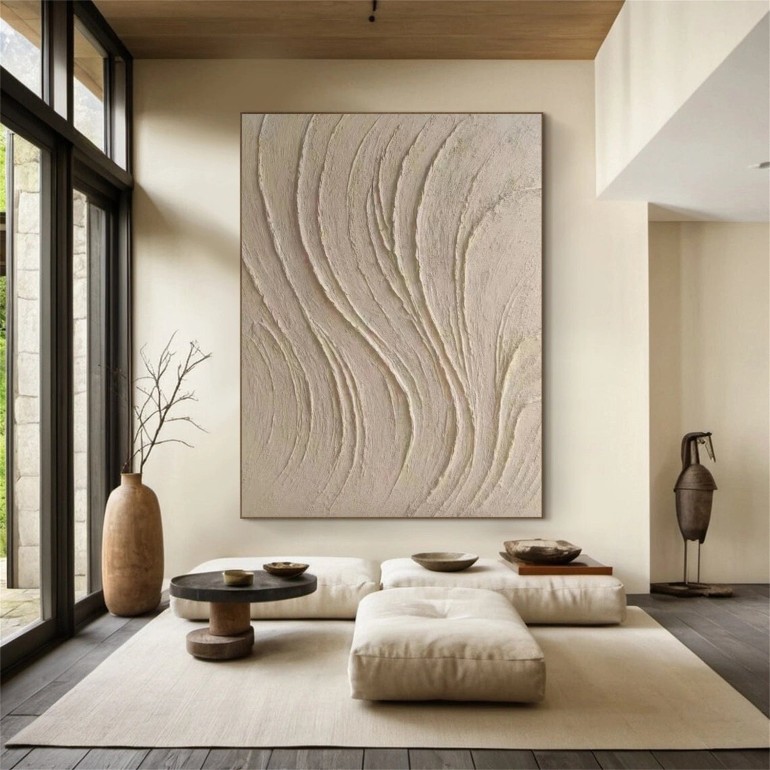 Beige Minimalist Texture Canvas Set of 2 # MM413
