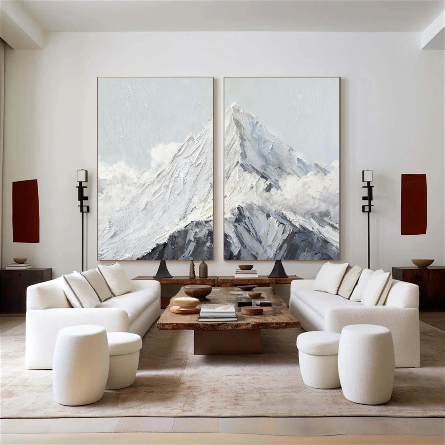 Abstract Mountain Textured Canvas Art Set of 2 #MM336
