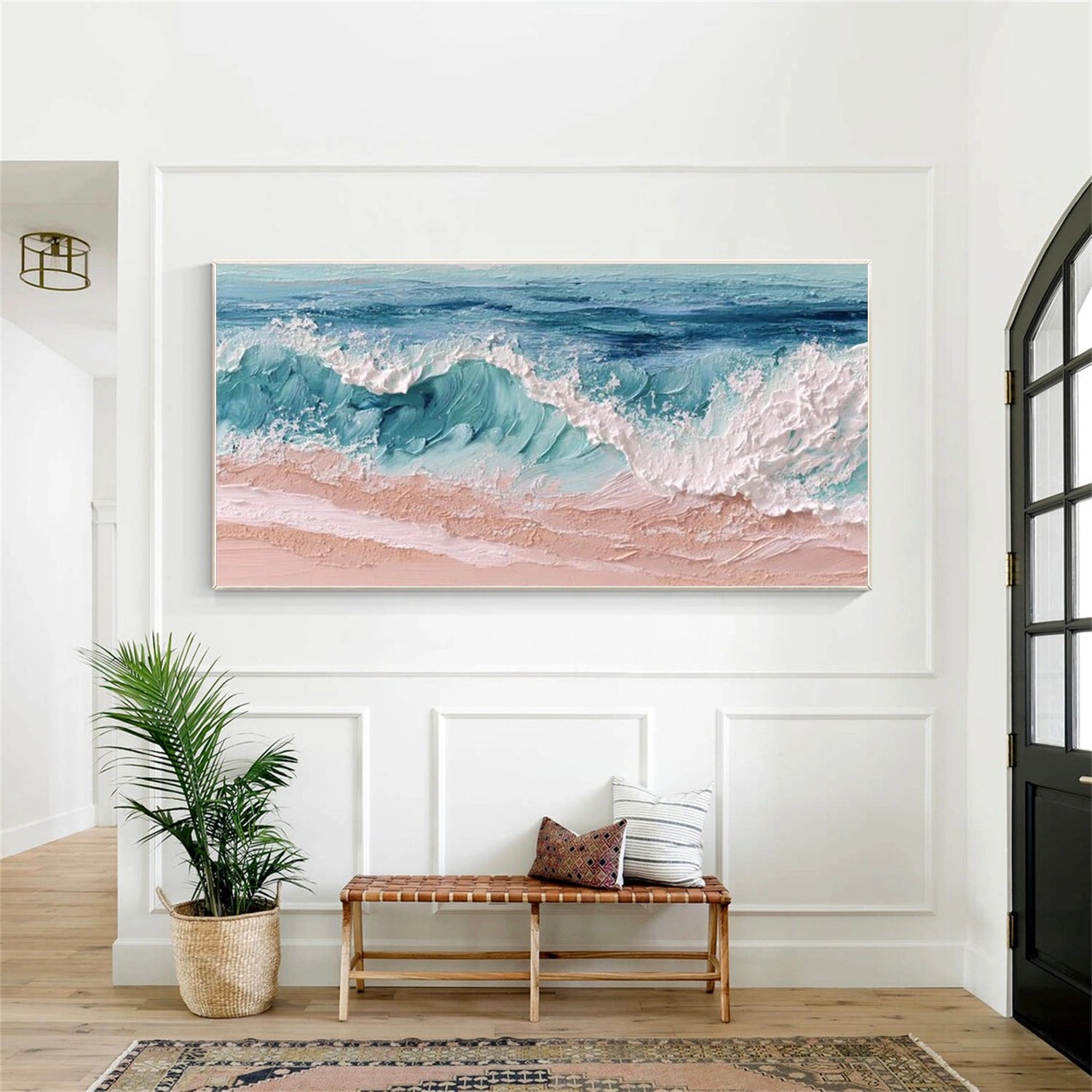 Ocean And Sky Abstract Textured Canvas Art #OS345