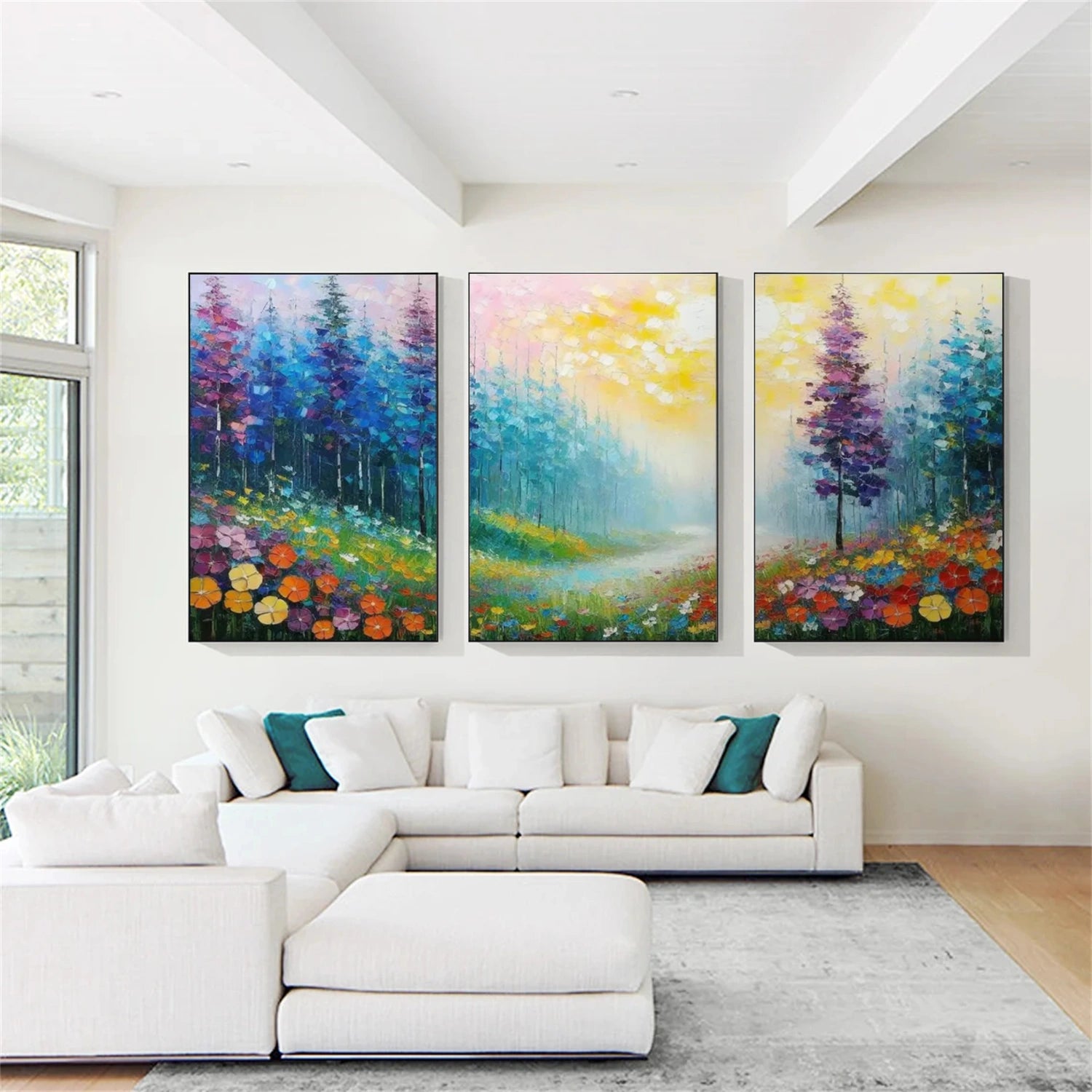 Colorful Abstract Urban Set of 3 Landscape Painting #UL 047