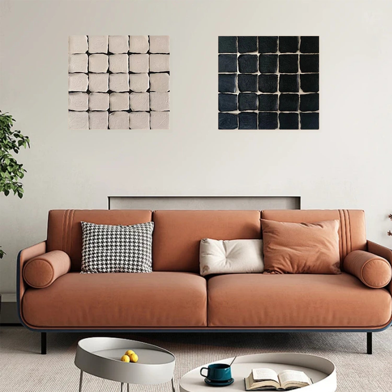 Beige & Black Wabi Sabi Square Set of 2 Wall Art #WS316