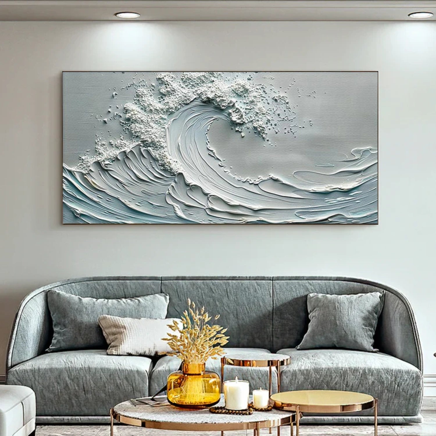Ocean And Sky Abstract Textured Canvas Art #OS352