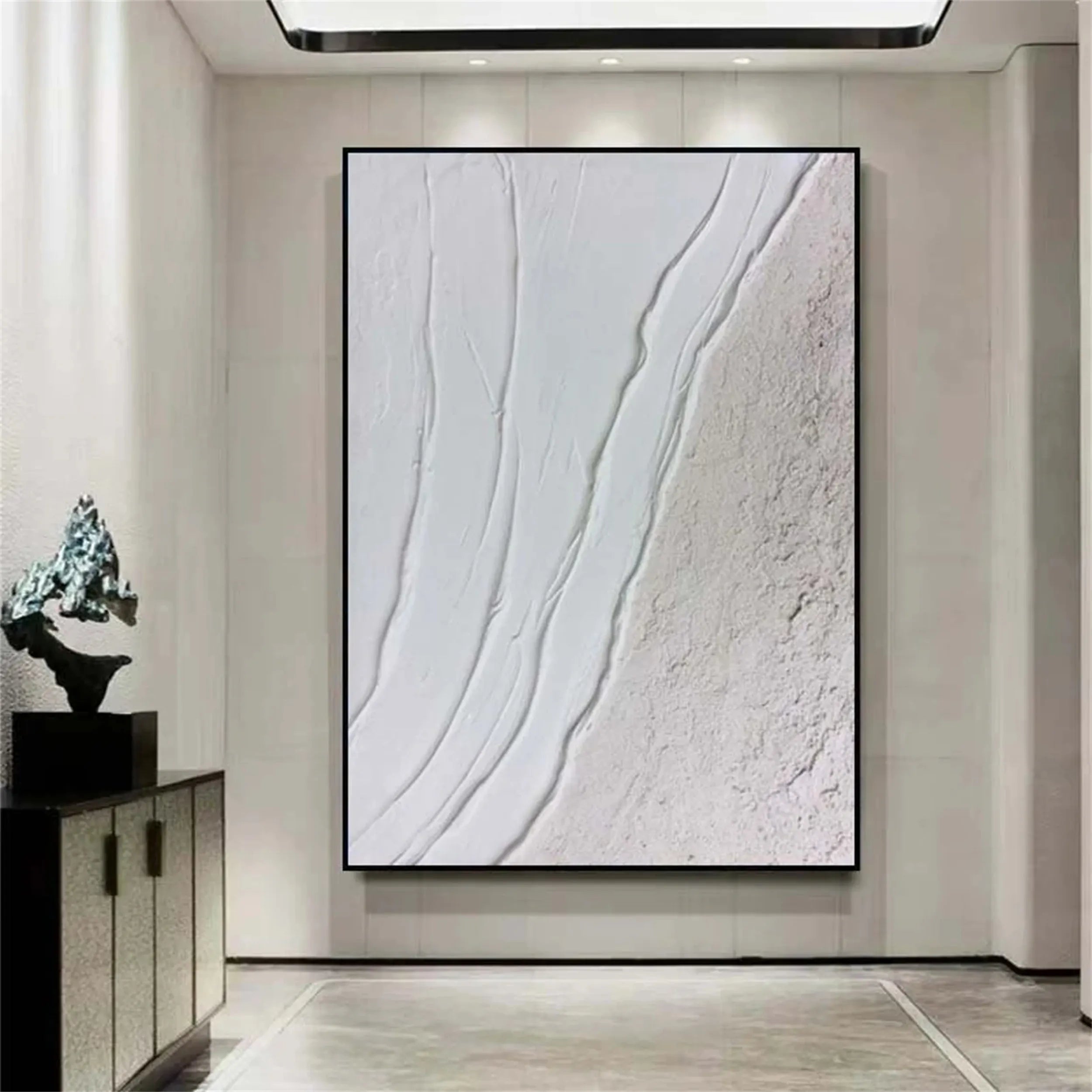 White Minimalist Textured Painting Canvas #MM170