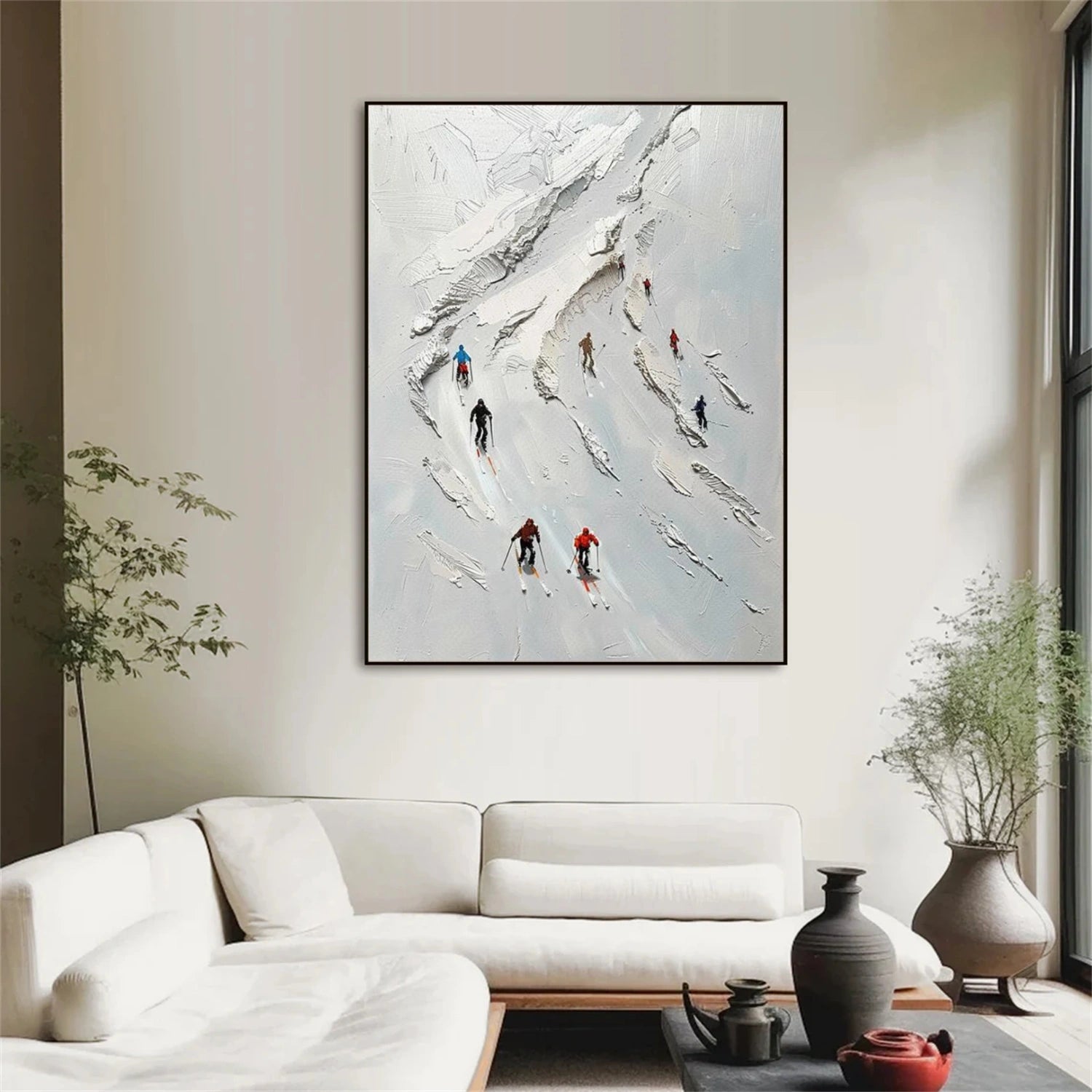 Skiing Sport Art Textured Painting Canvas # SA050