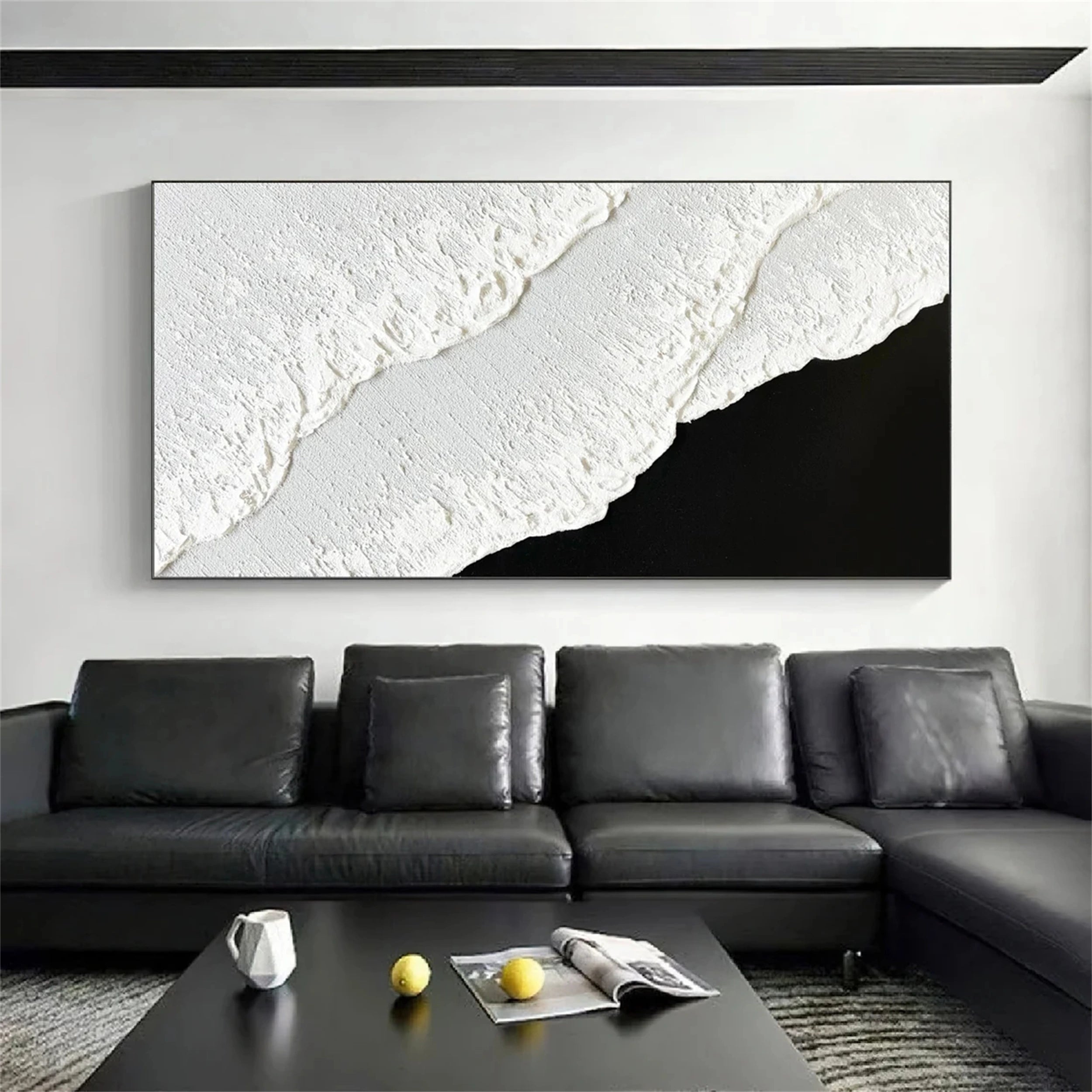 Black White Textured Minimalist Wall Art #MZ054